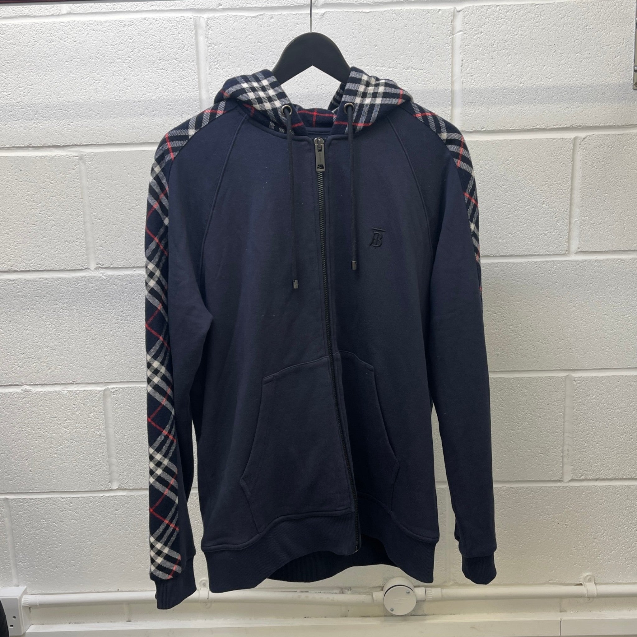 Men's Striped Crew Neck Hoodie Navy Size M