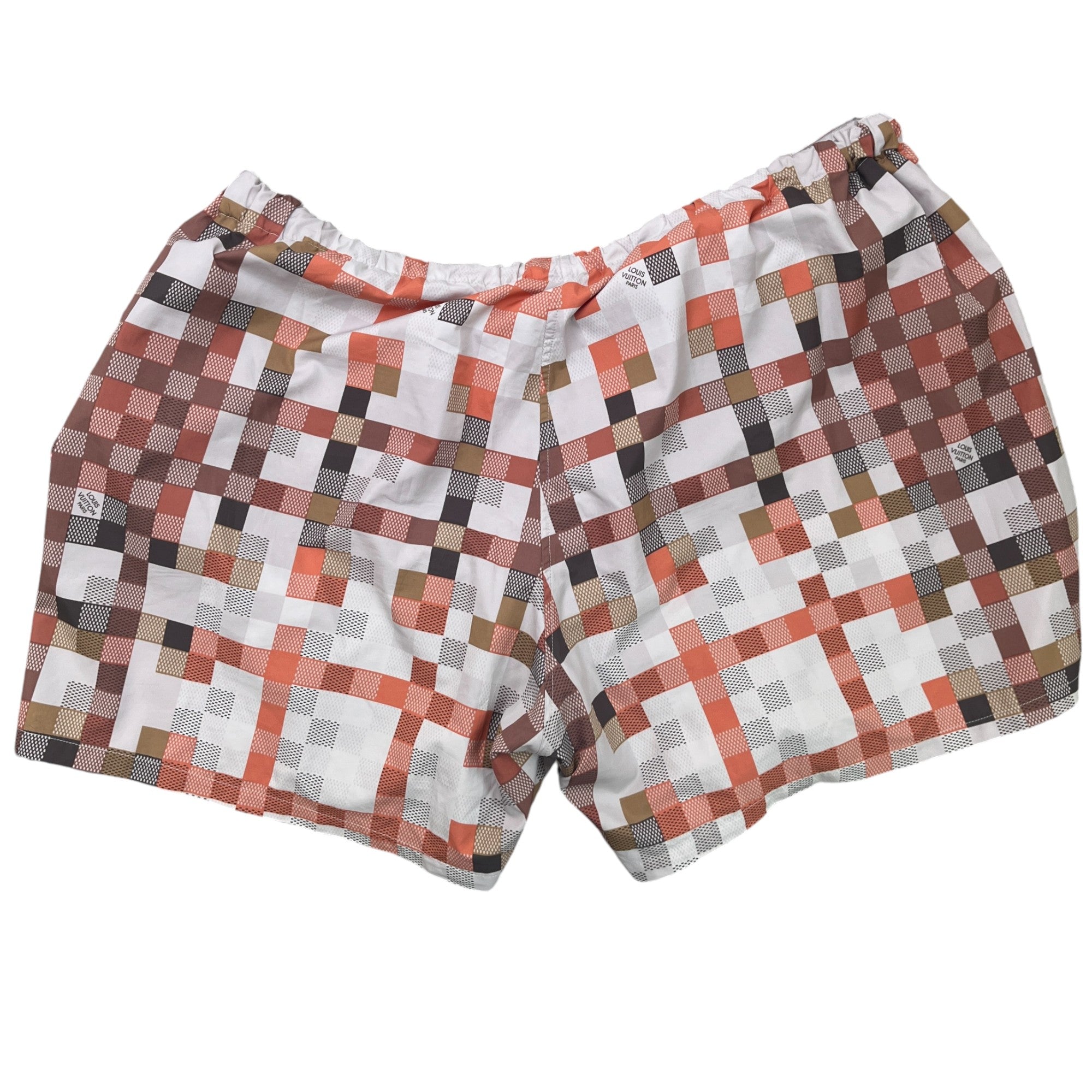 Men's Damier Swim Shorts Orange Size XL