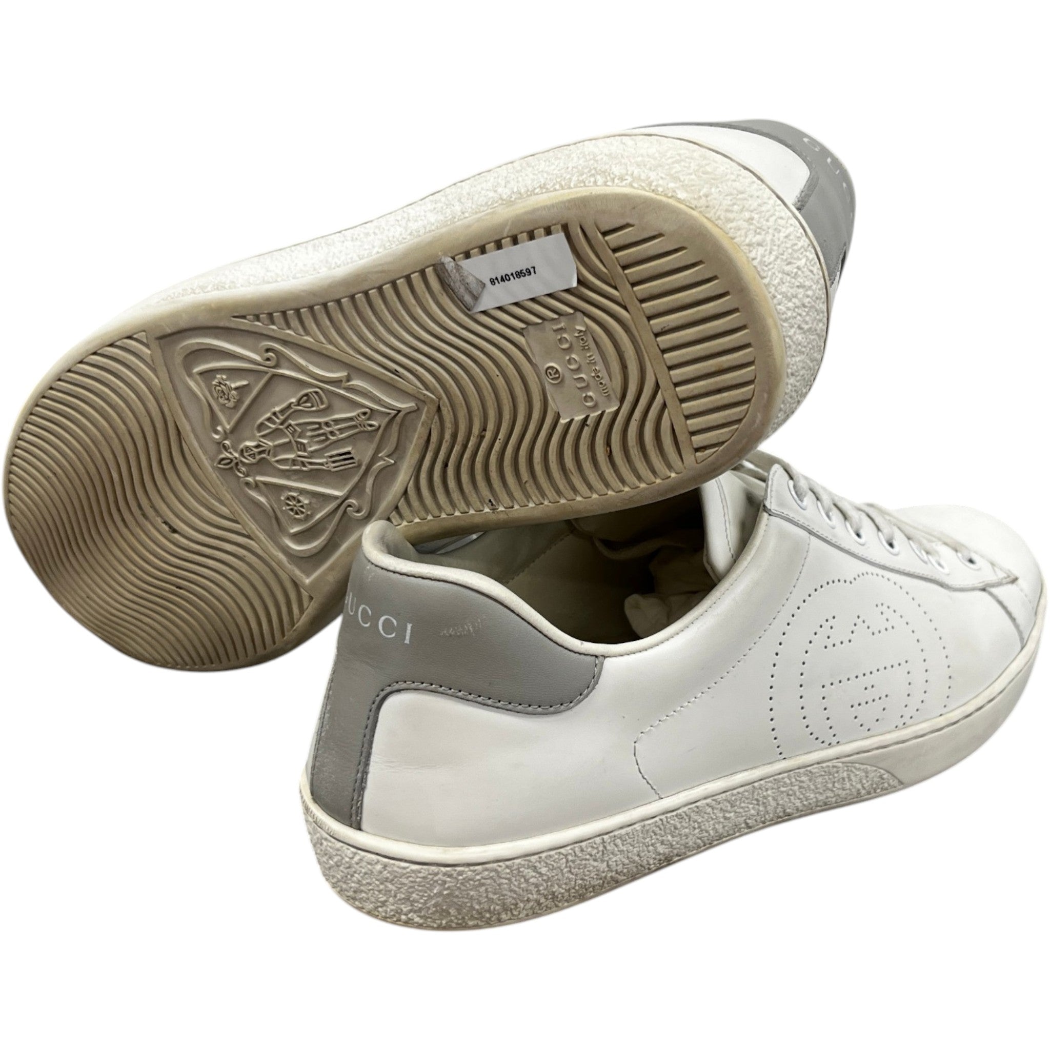Men's Ace Perforated Interlocking G Low Trainers Cream Size EU 43.5 / UK 9.5