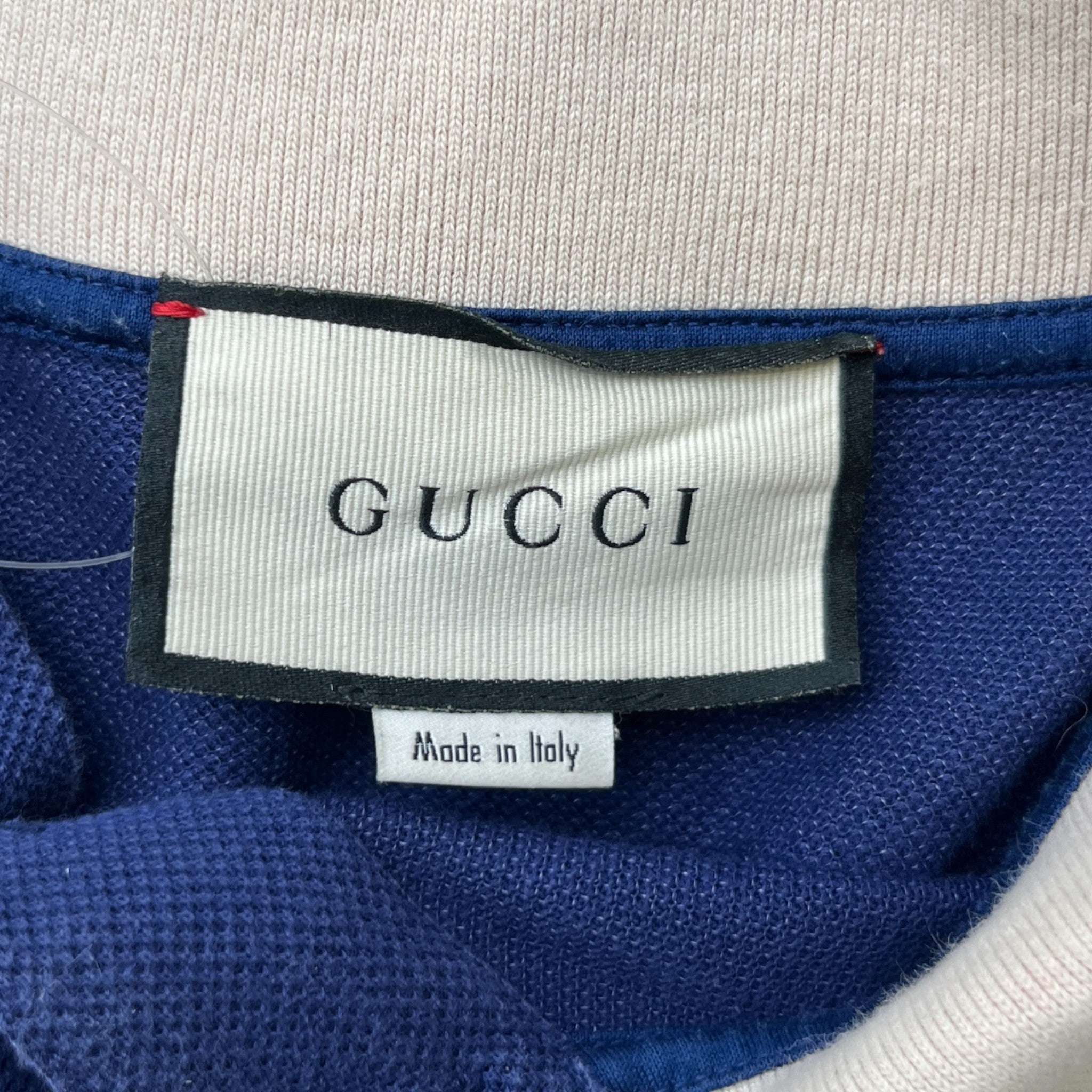 Men's Tape Logo Polo Shirt Navy Size XXL