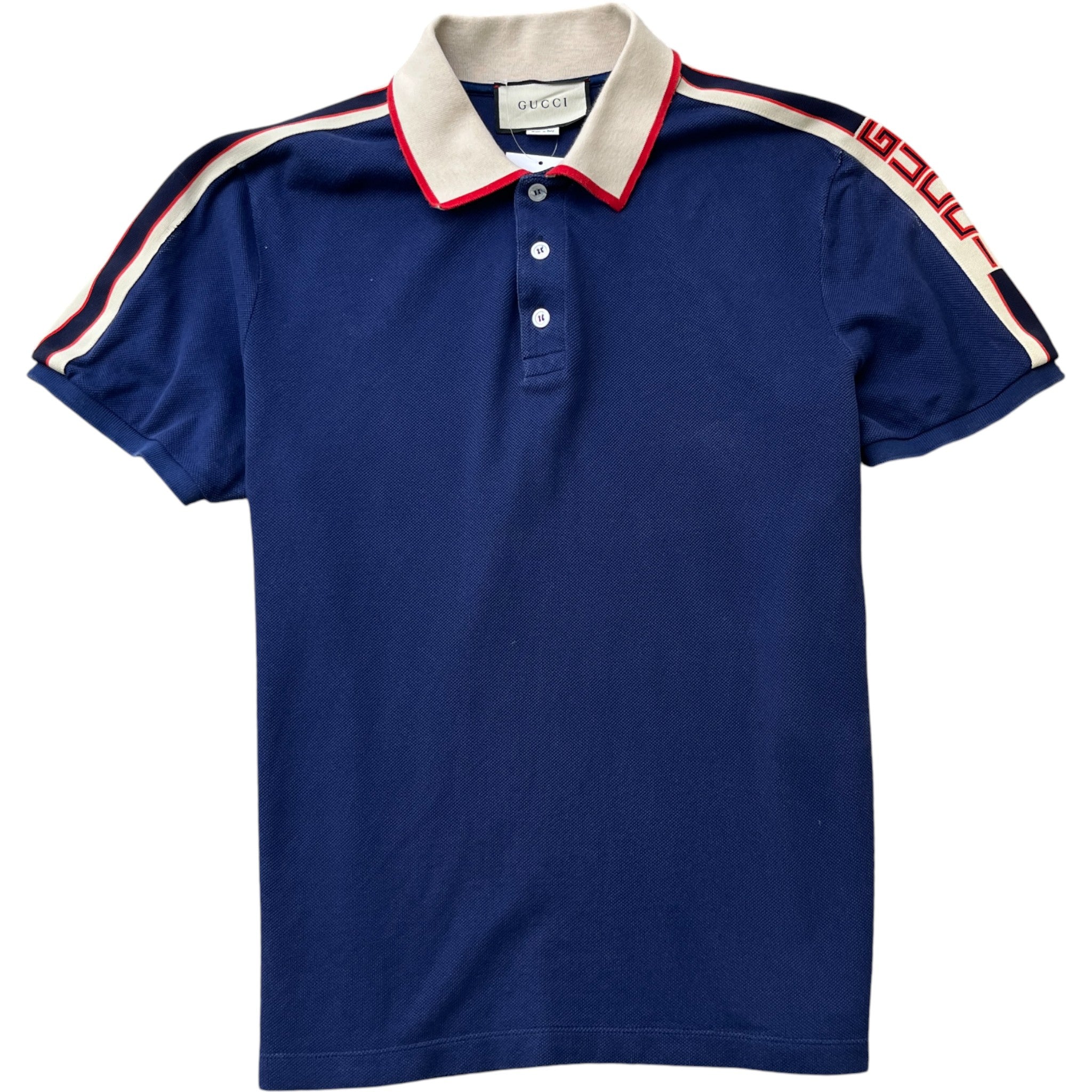 Men's Tape Logo Polo Shirt Navy Size XXL