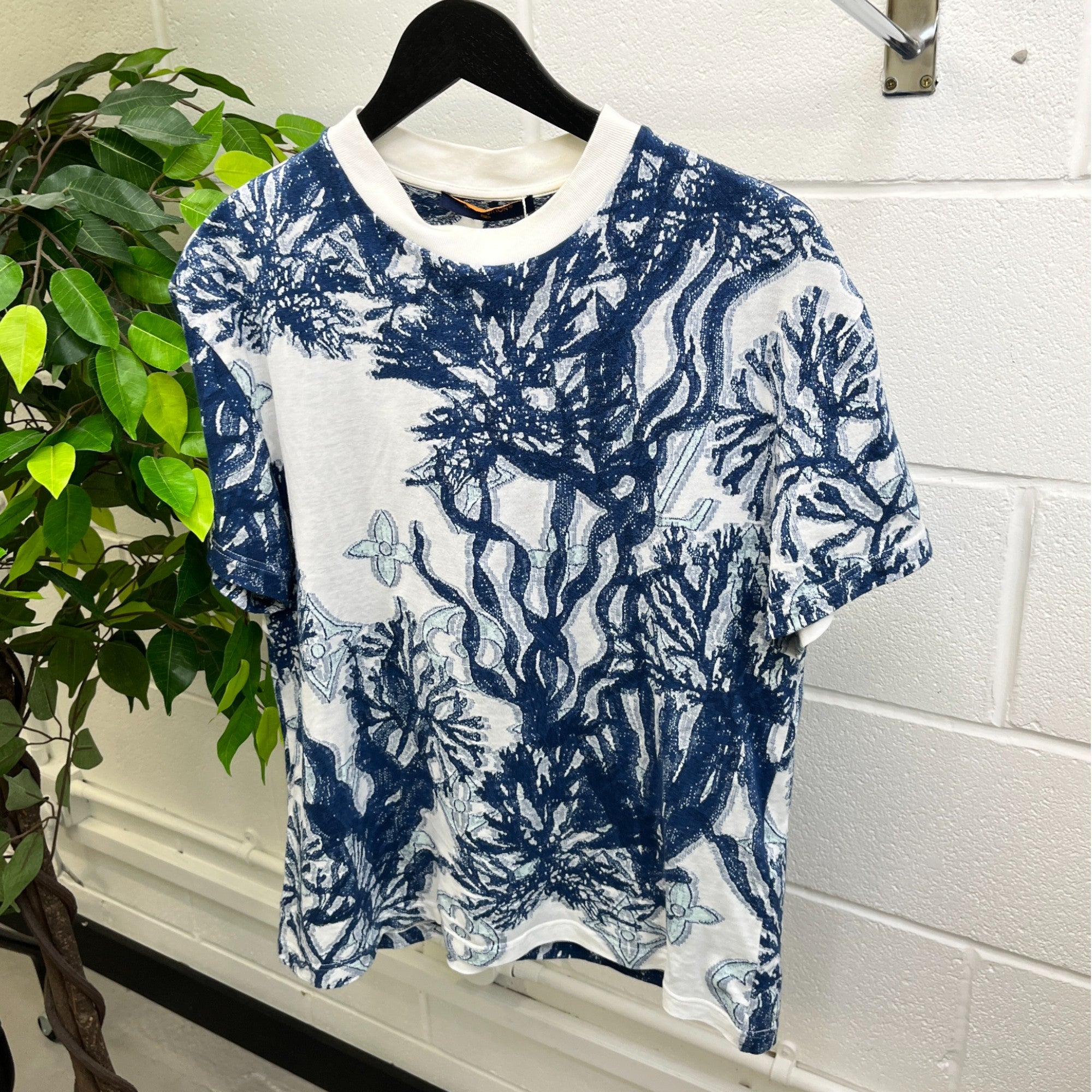 Men's Aquagarden Logo Print T-Shirt Blue Size S