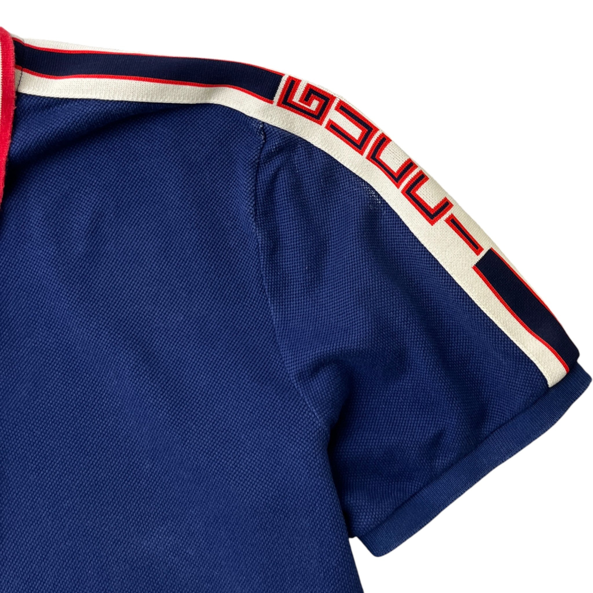 Men's Tape Logo Polo Shirt Navy Size XXL