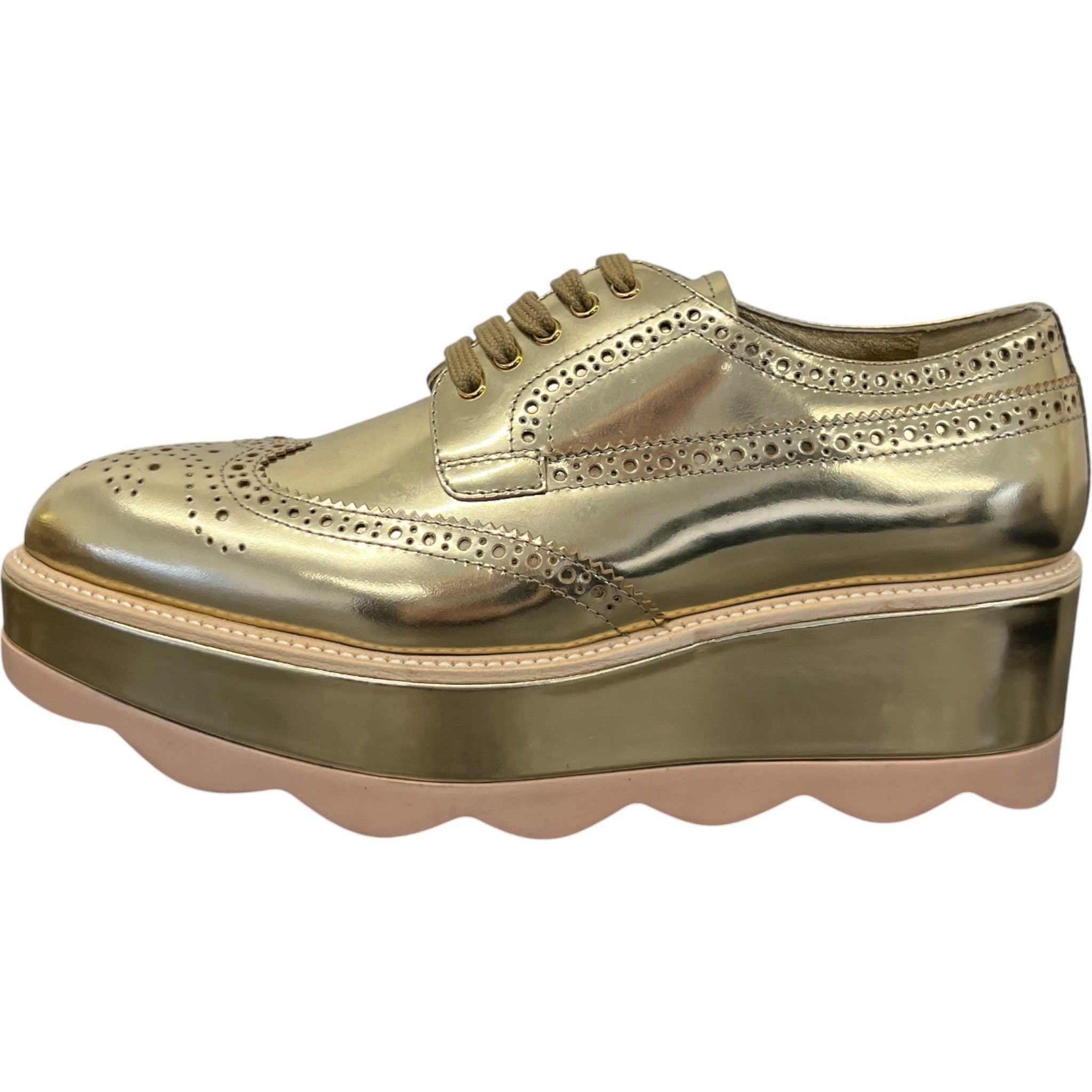 Women's Platform Oxford Loafers Gold Size EU 38.5 / UK 5.5