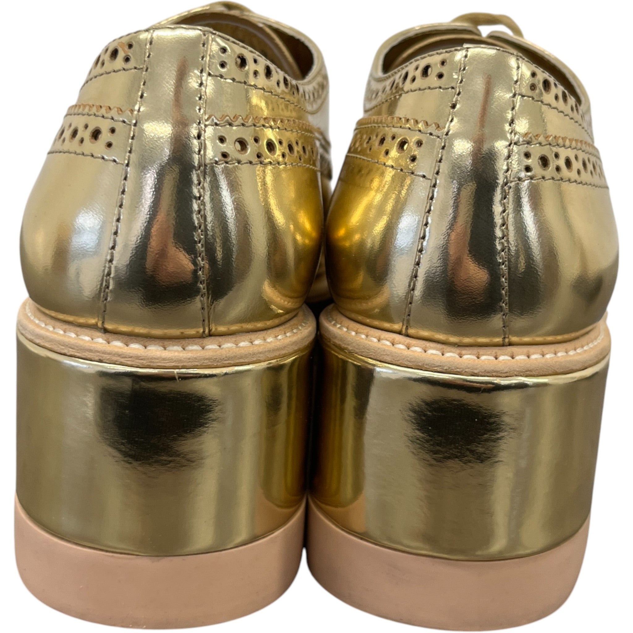 Women's Platform Oxford Loafers Gold Size EU 38.5 / UK 5.5