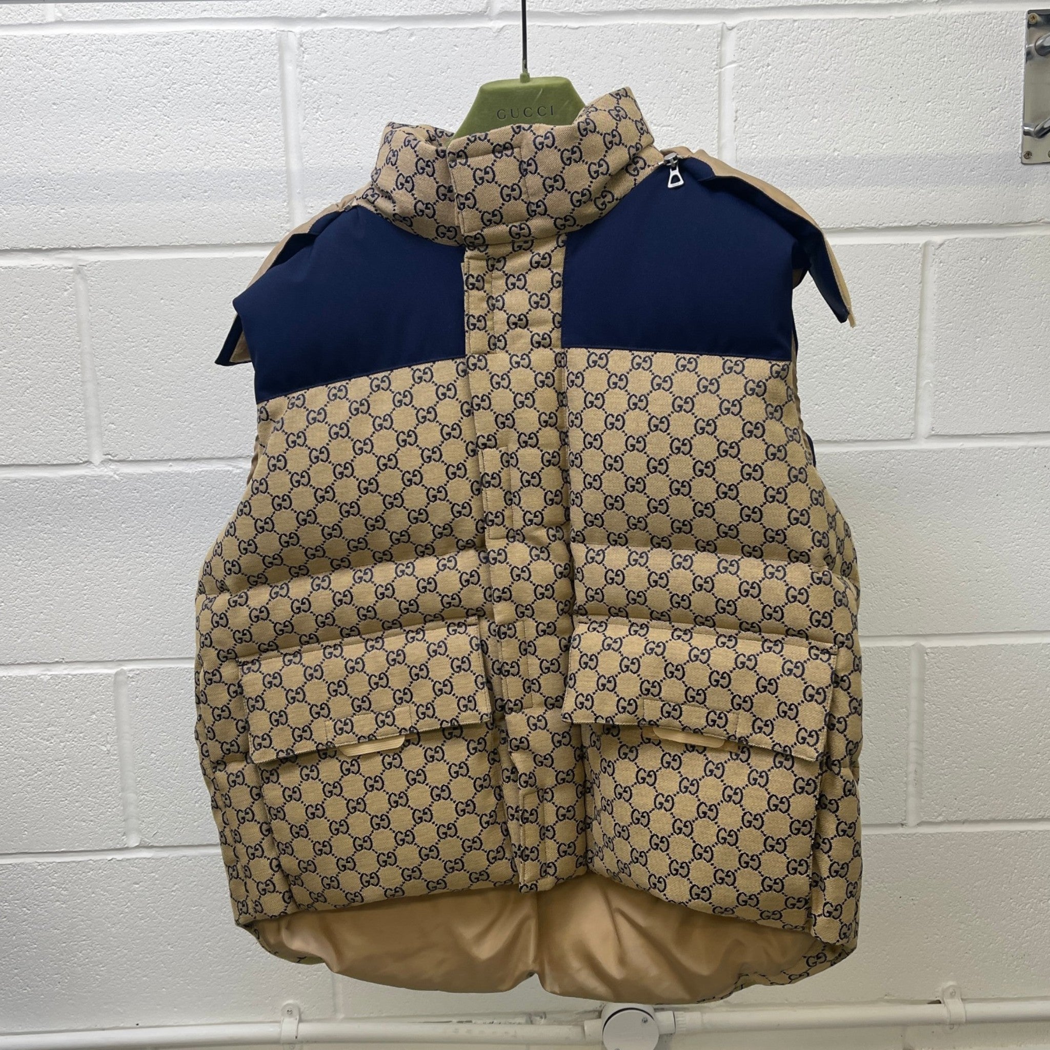 Men's Gg Supreme Detachable Hood Gilet Brown Size IT 48 / M