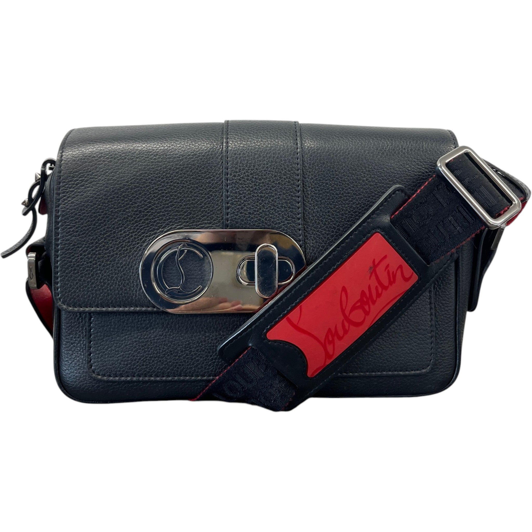 Men's Santiago Grained Leather Messenger Bag Black