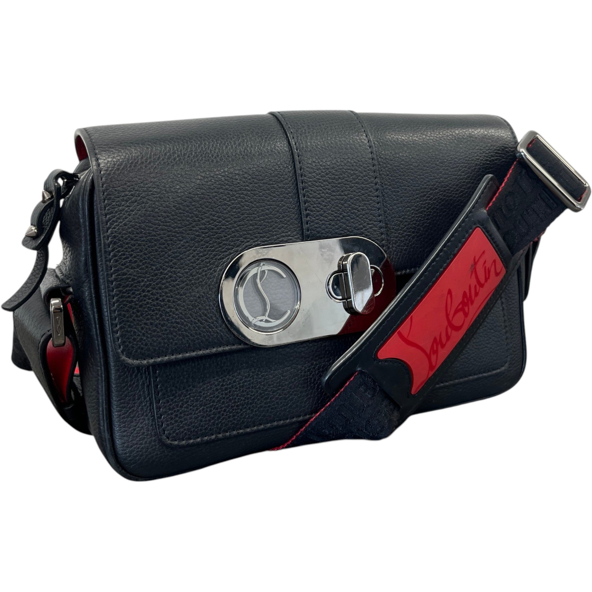 Men's Santiago Grained Leather Messenger Bag Black