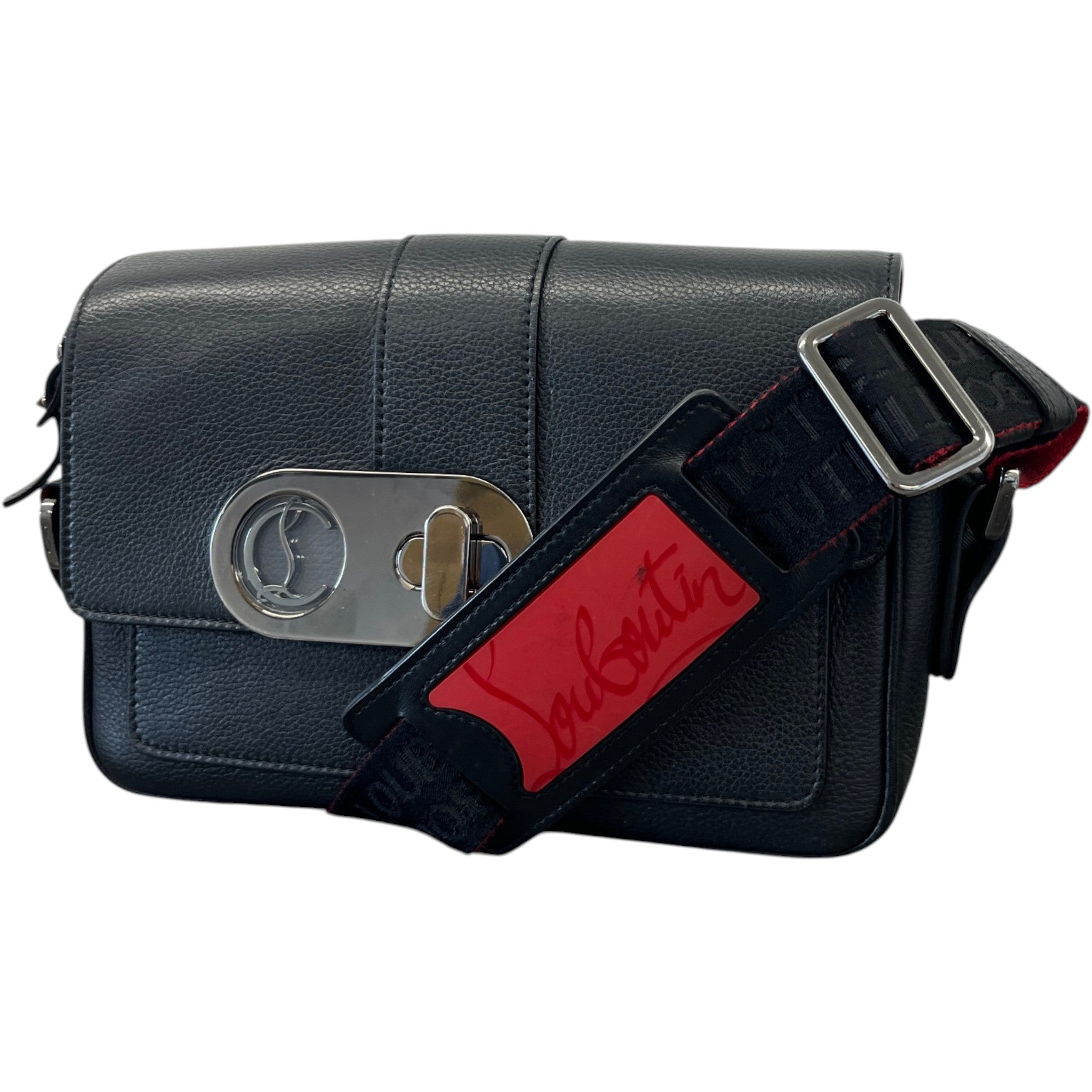 Men's Santiago Grained Leather Messenger Bag Black