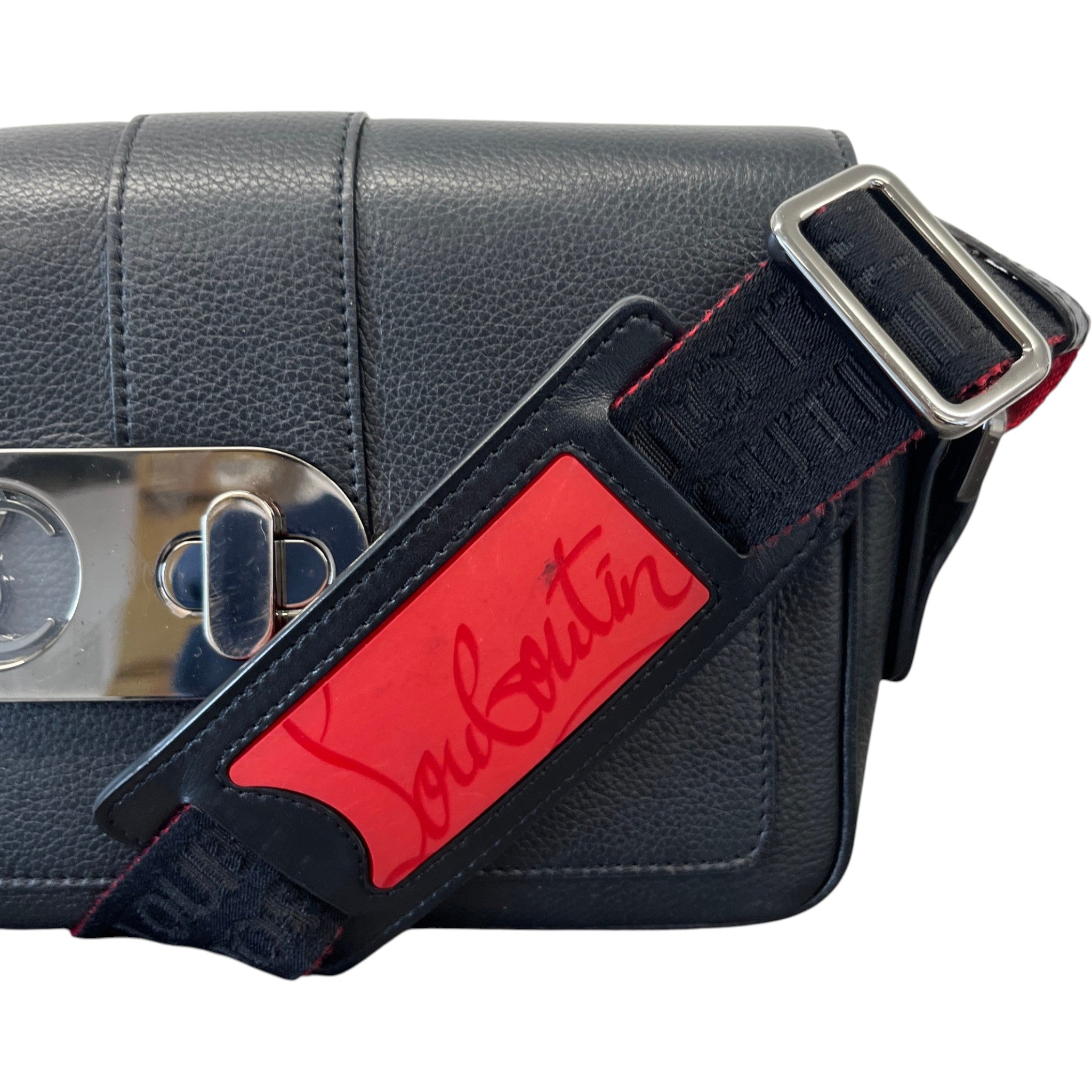 Men's Santiago Grained Leather Messenger Bag Black