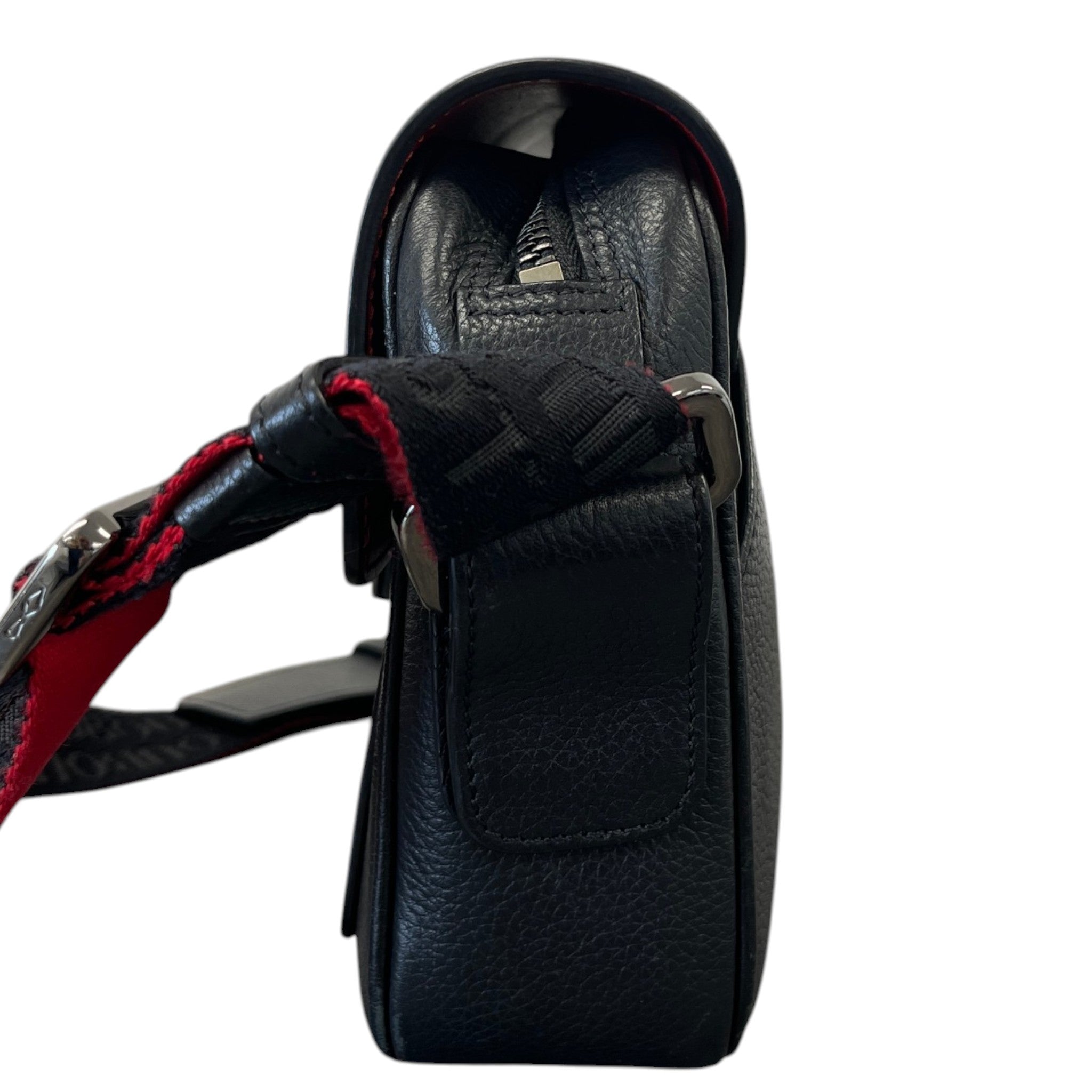 Men's Santiago Grained Leather Messenger Bag Black