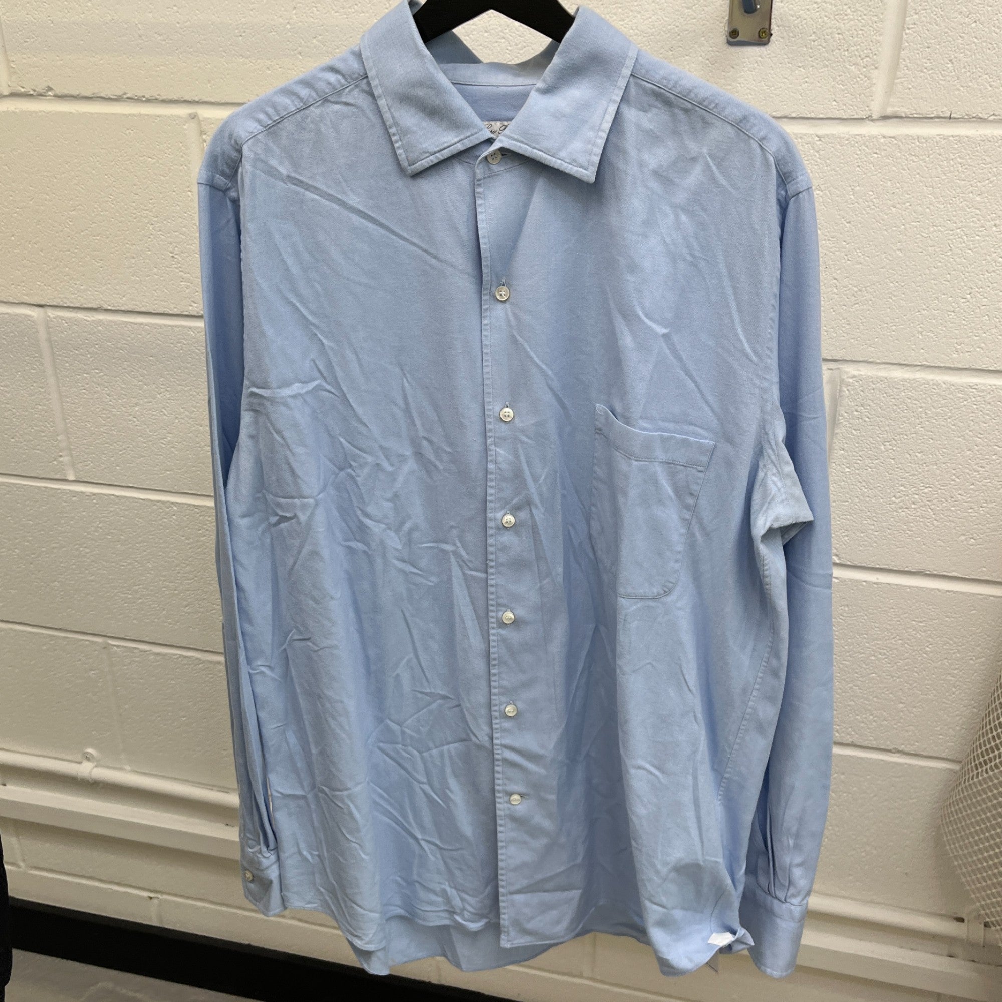 Men's Embroidered Logo Long Sleeve Shirt Blue Size XL