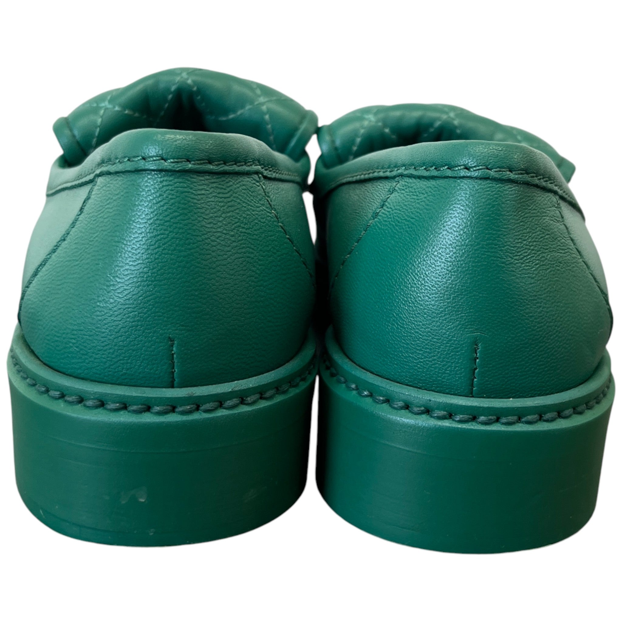 Women's Lambskin Quilted Cc Turnlock Loafers Green Size EU 37 / UK 4