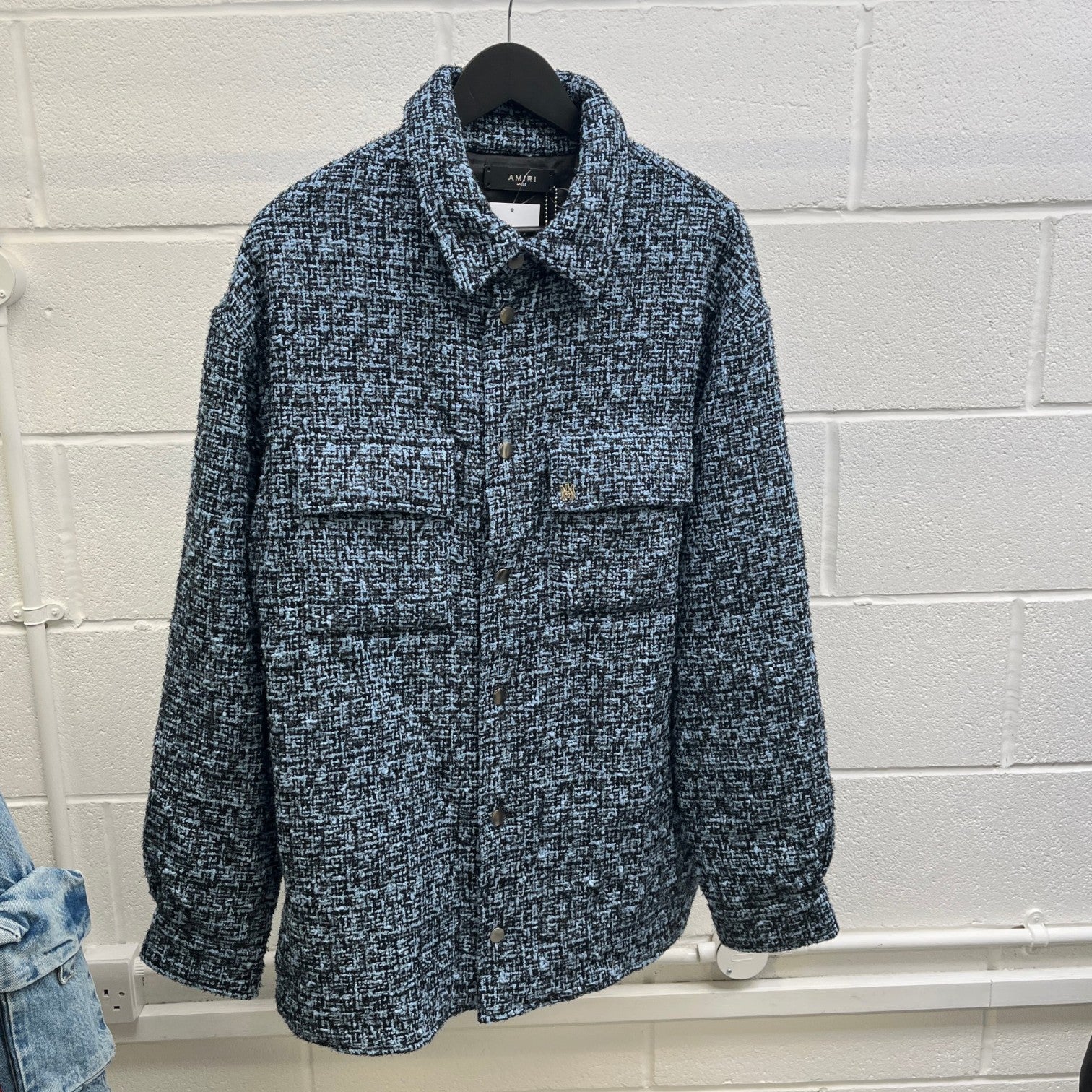 Men's Bouclé Padded OverShirt Blue Size L
