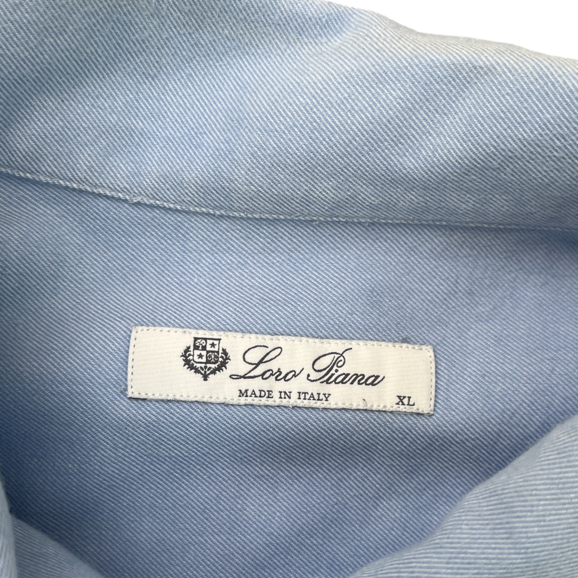 Men's Embroidered Logo Long Sleeve Shirt Blue Size XL