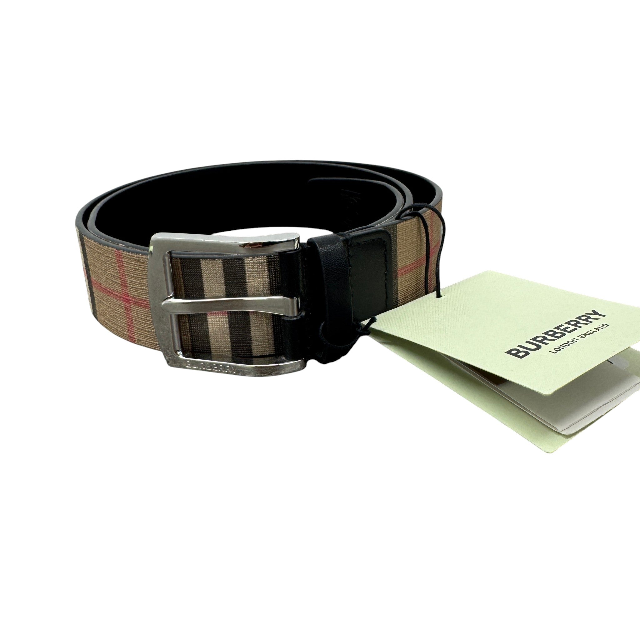 Men's Nova Check Belt Beige Size Waist 36"