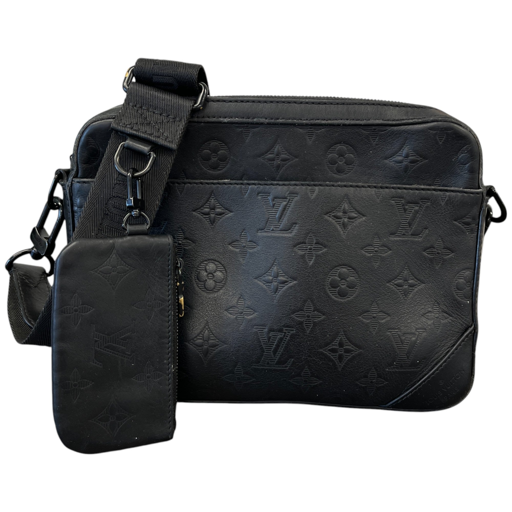 Men's Empreinte Leather Duo Messenger Bag Black