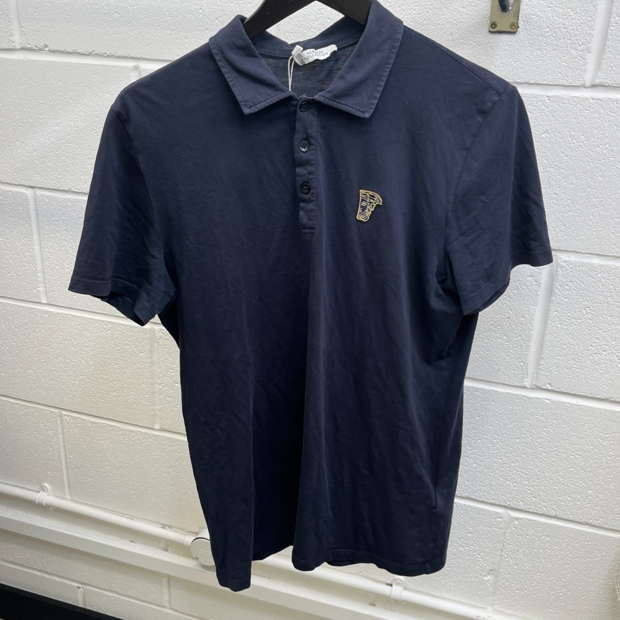 Men's Medusa Logo Polo Shirt Navy Size S