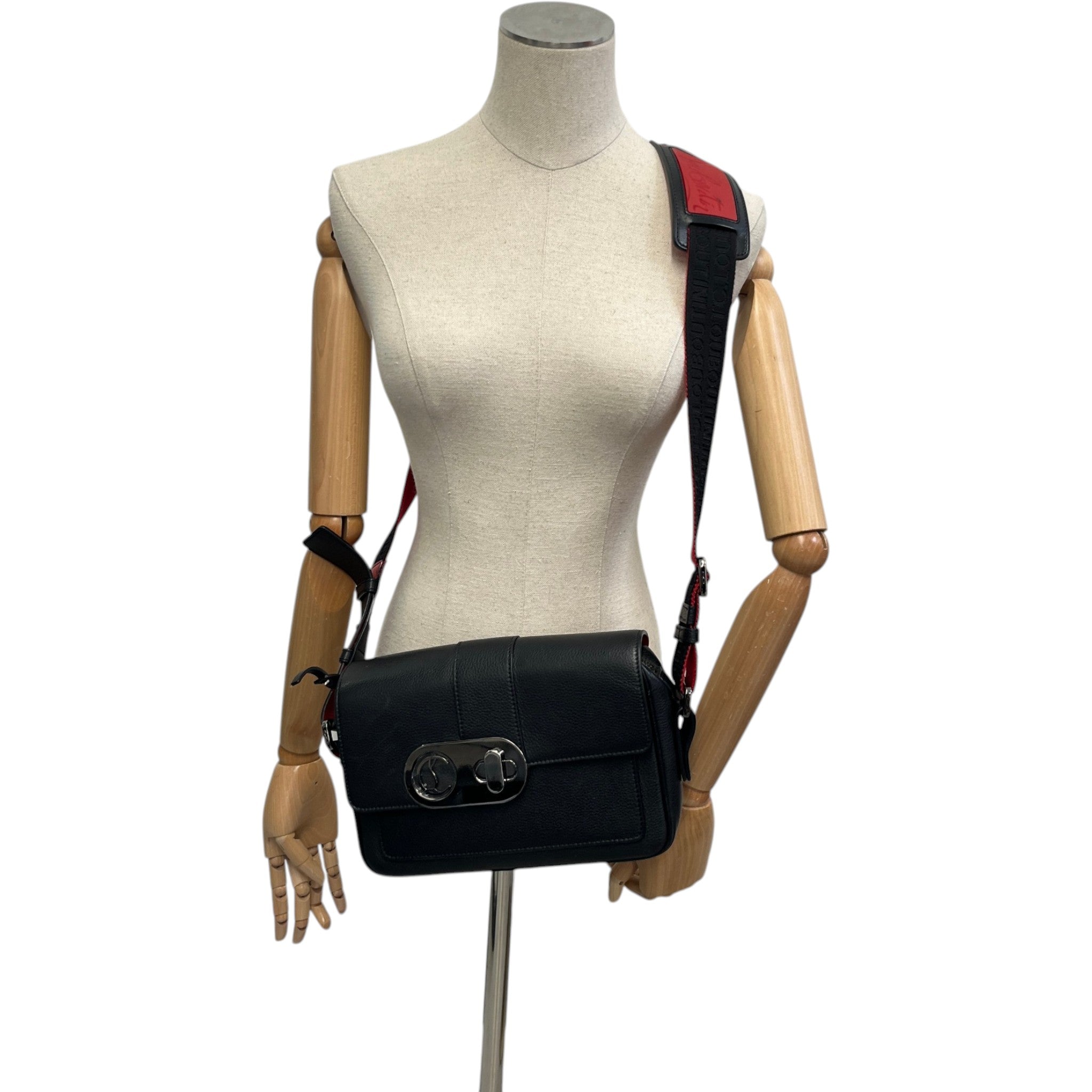 Men's Santiago Grained Leather Messenger Bag Black