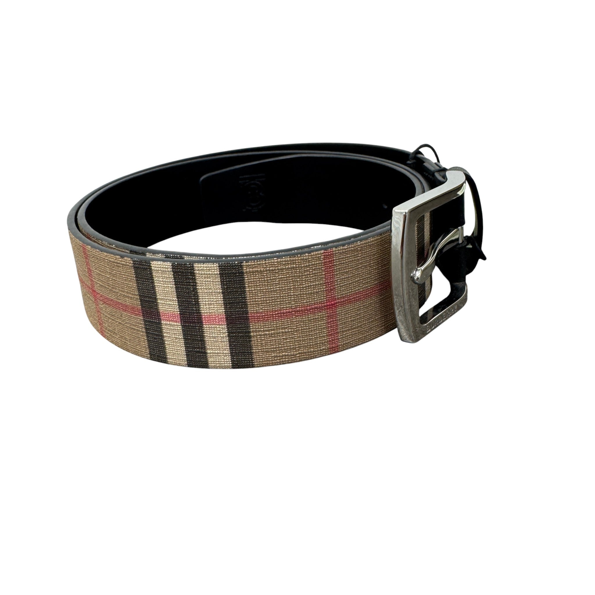 Men's Nova Check Belt Beige Size Waist 36"