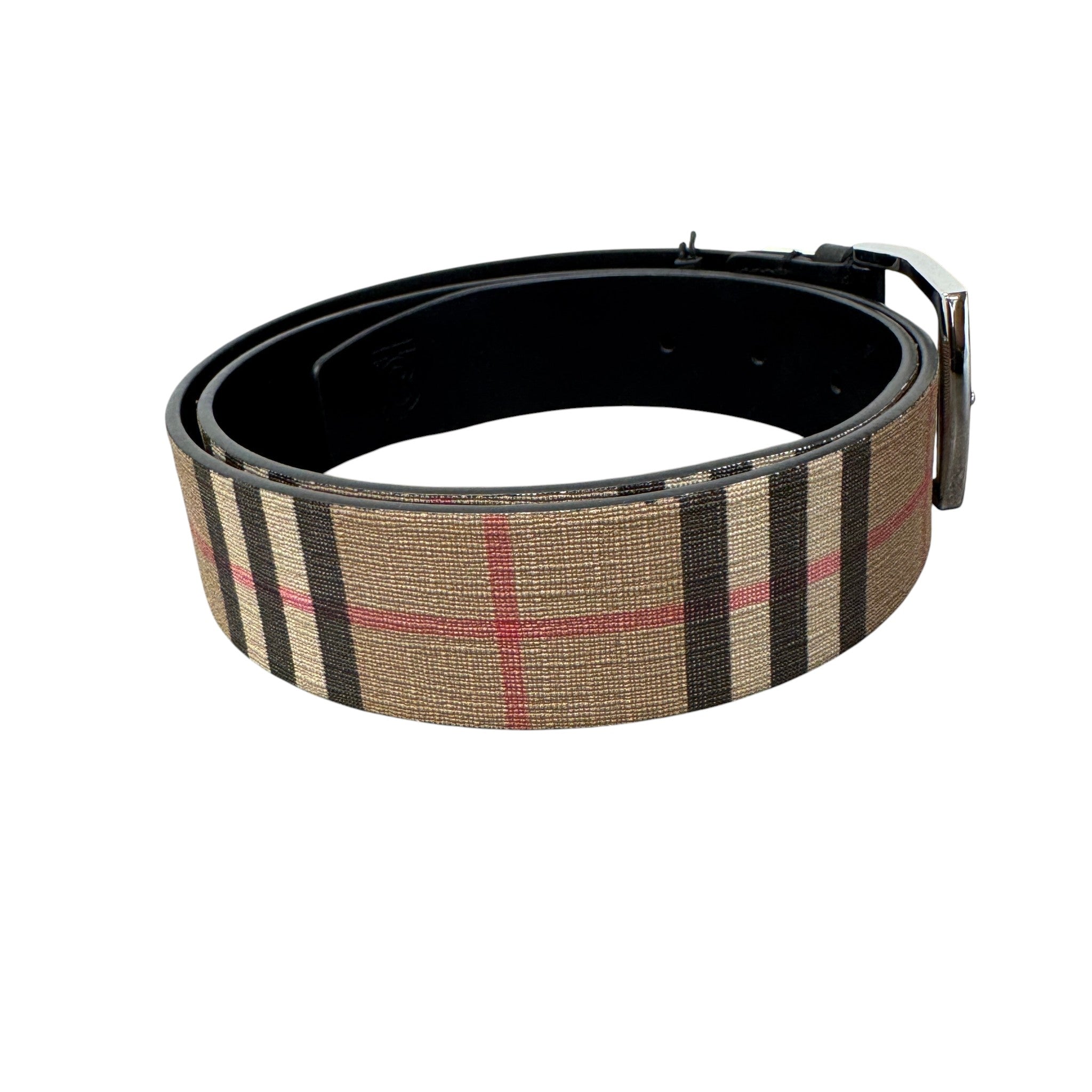 Men's Nova Check Belt Beige Size Waist 36"