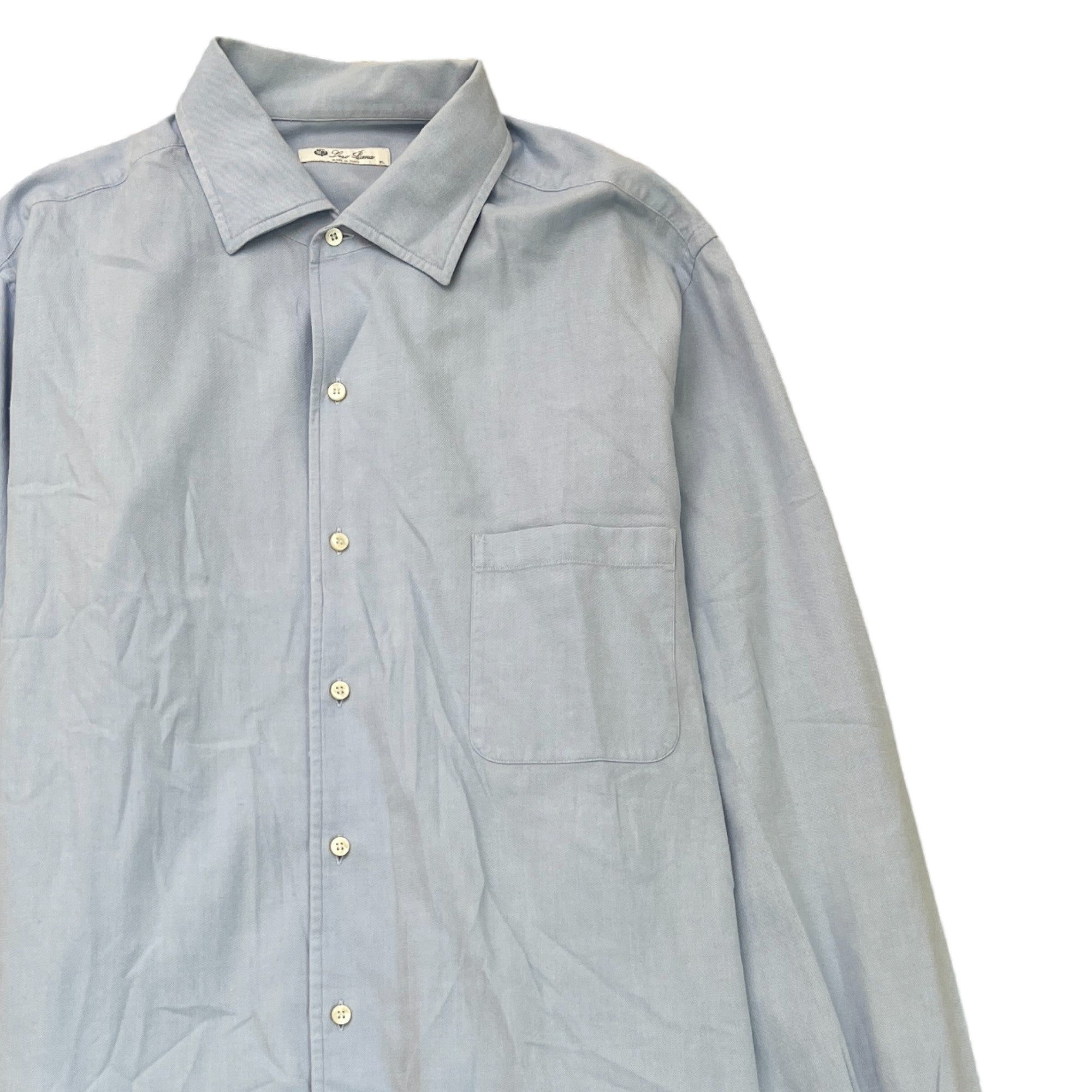 Men's Embroidered Logo Long Sleeve Shirt Blue Size XL