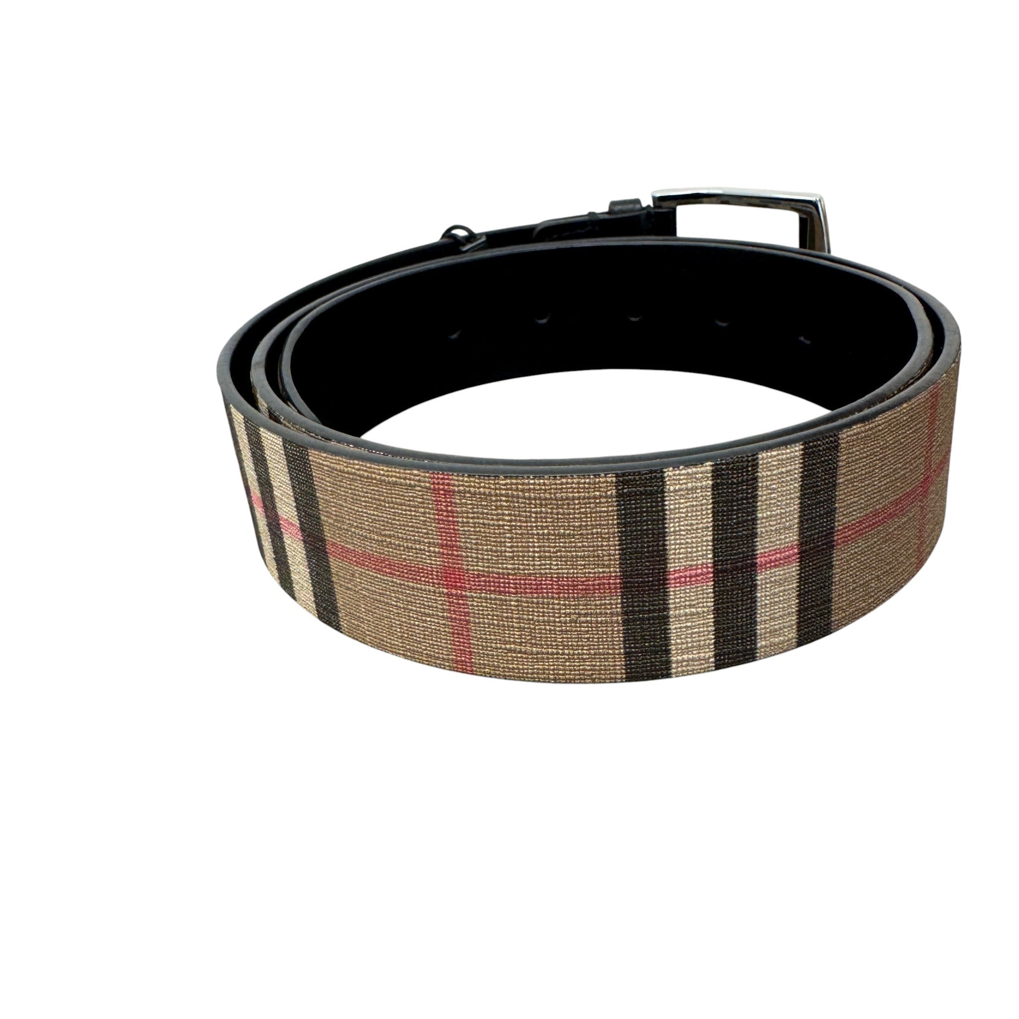 Men's Nova Check Belt Beige Size Waist 36"