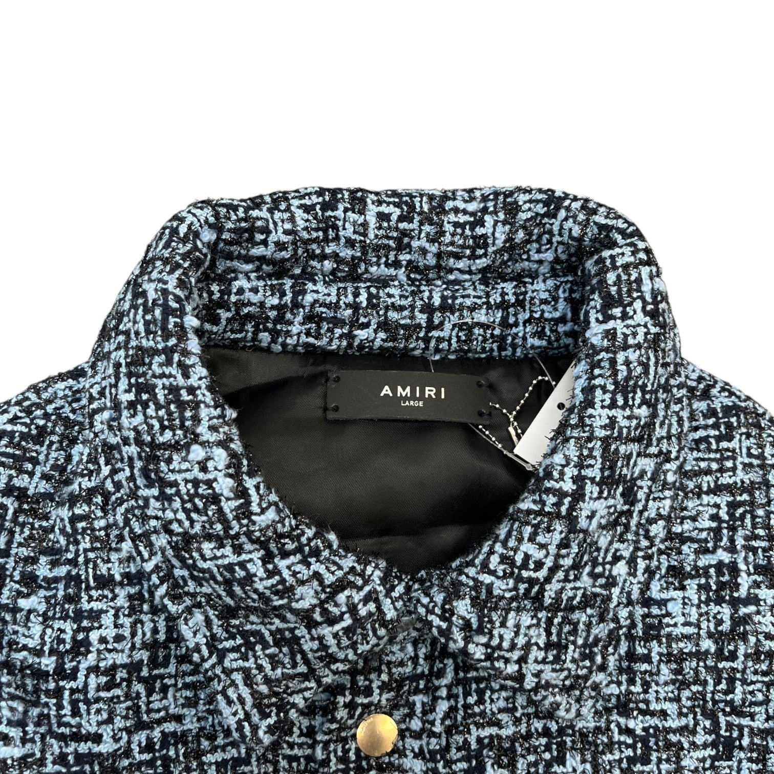 Men's Bouclé Padded OverShirt Blue Size L