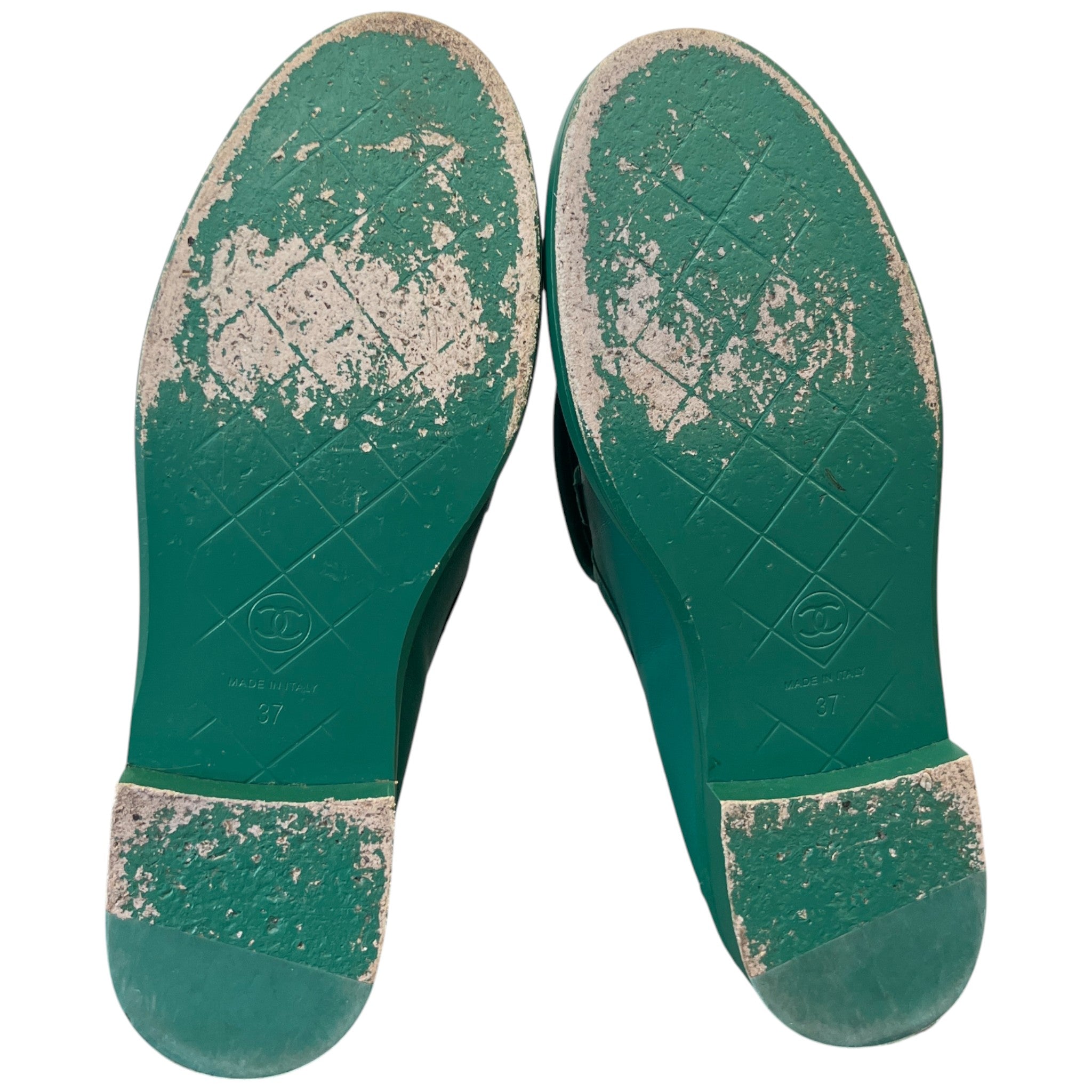 Women's Lambskin Quilted Cc Turnlock Loafers Green Size EU 37 / UK 4