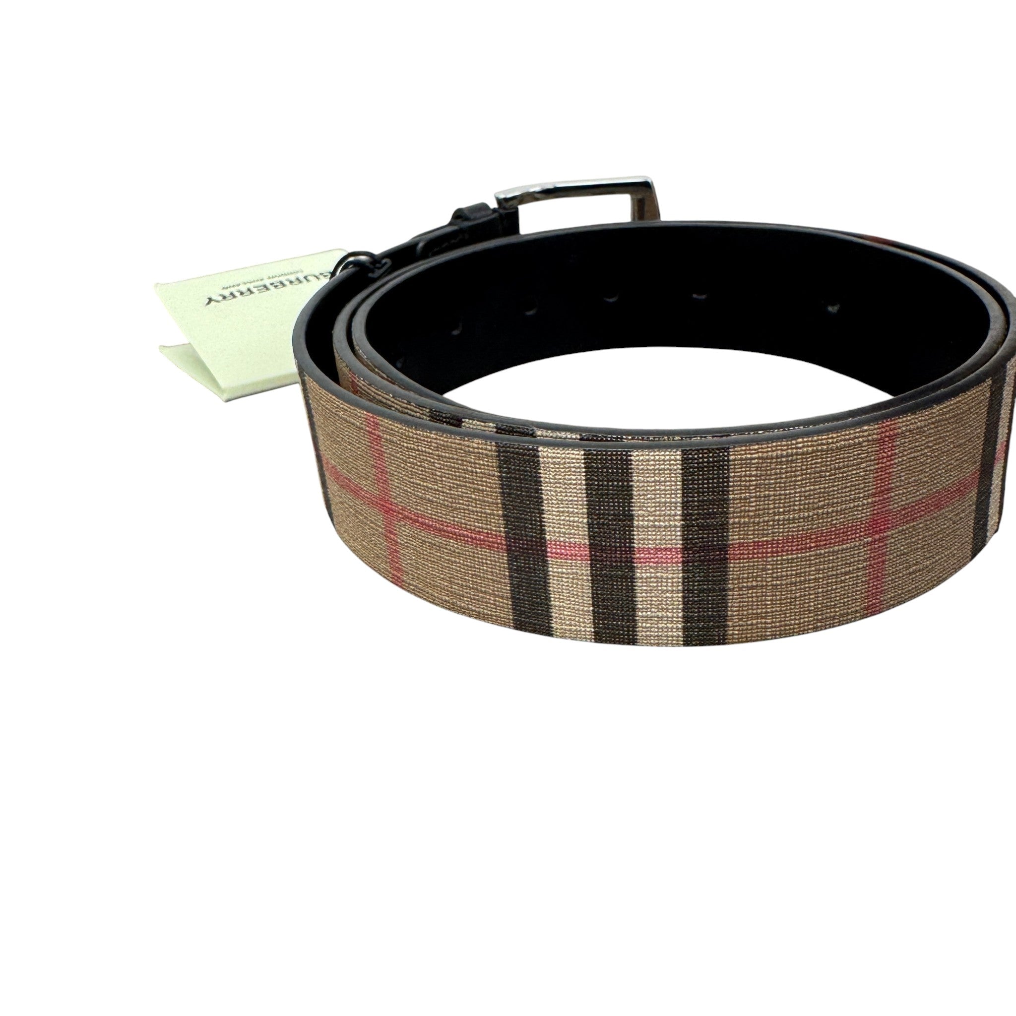 Men's Nova Check Belt Beige Size Waist 36"