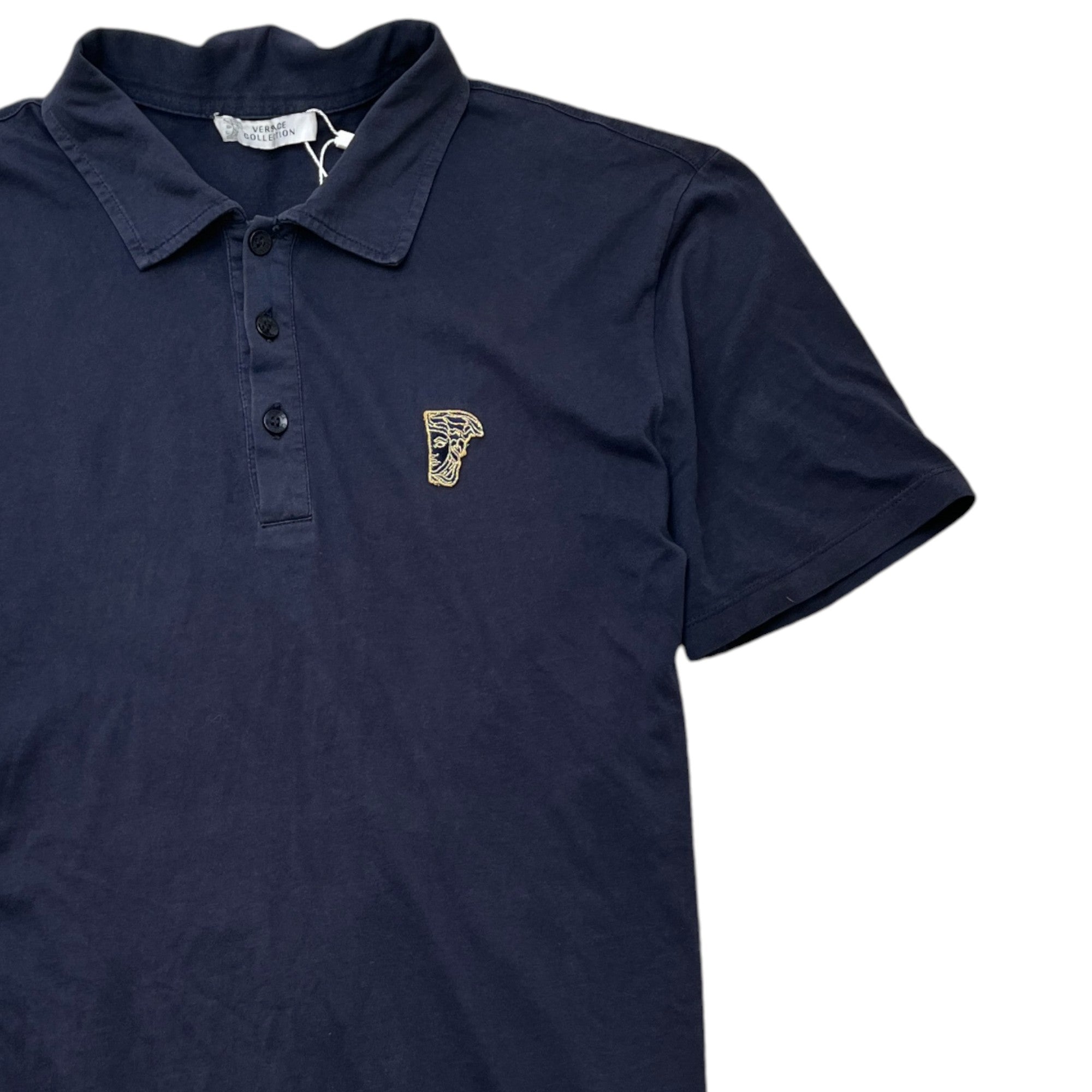 Men's Medusa Logo Polo Shirt Navy Size S