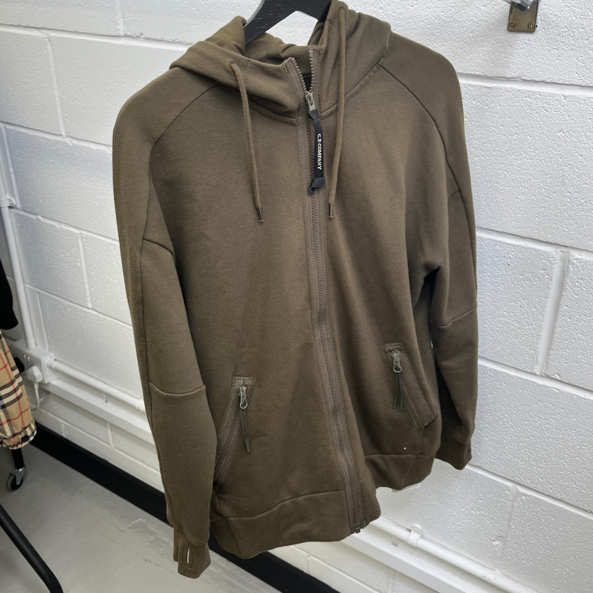 Men's Goggle Hooded Jacket Khaki Size S