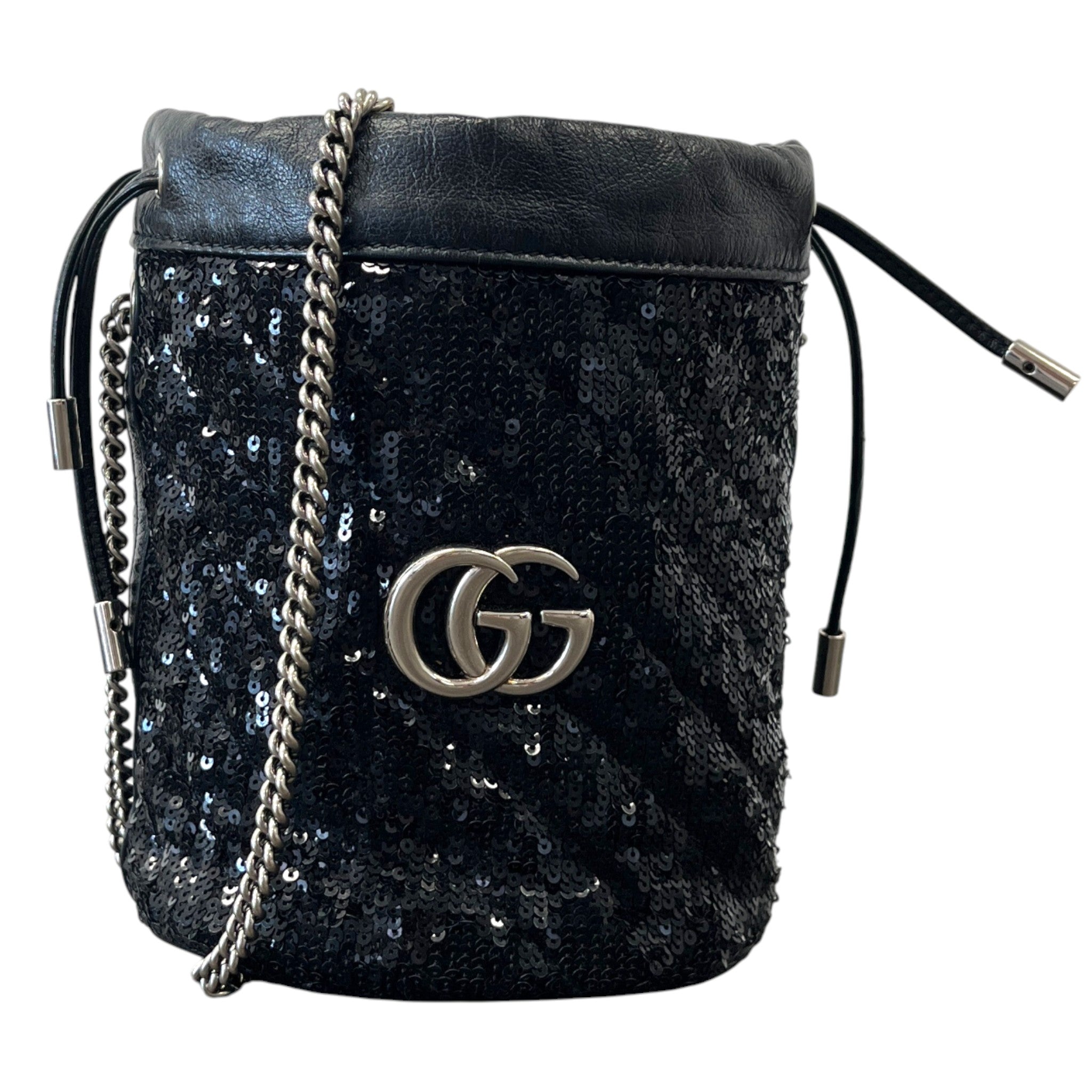 Women's Gg Marmont Sequin Bucket Bag Black