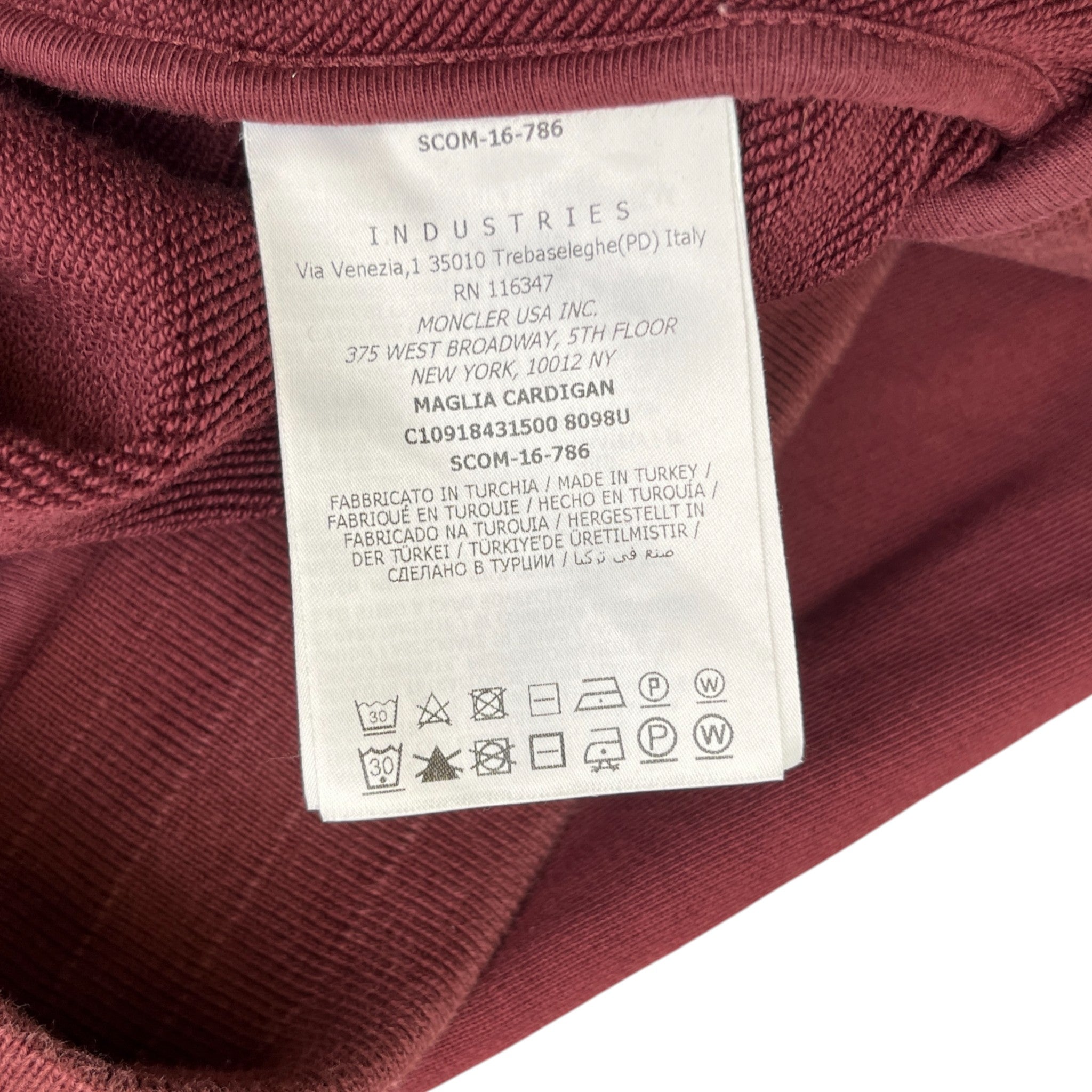 Men's Maglia Hoodie Burgundy Size XXXL