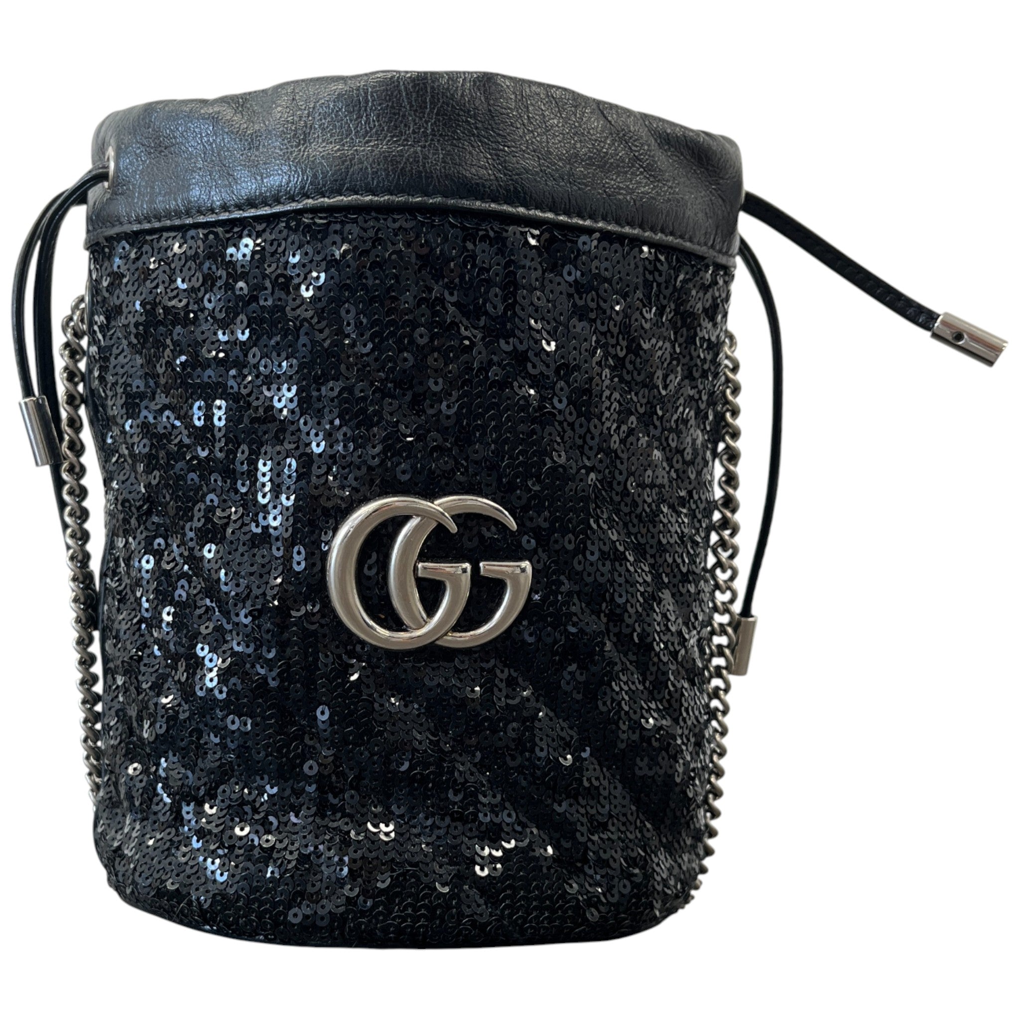 Women's Gg Marmont Sequin Bucket Bag Black