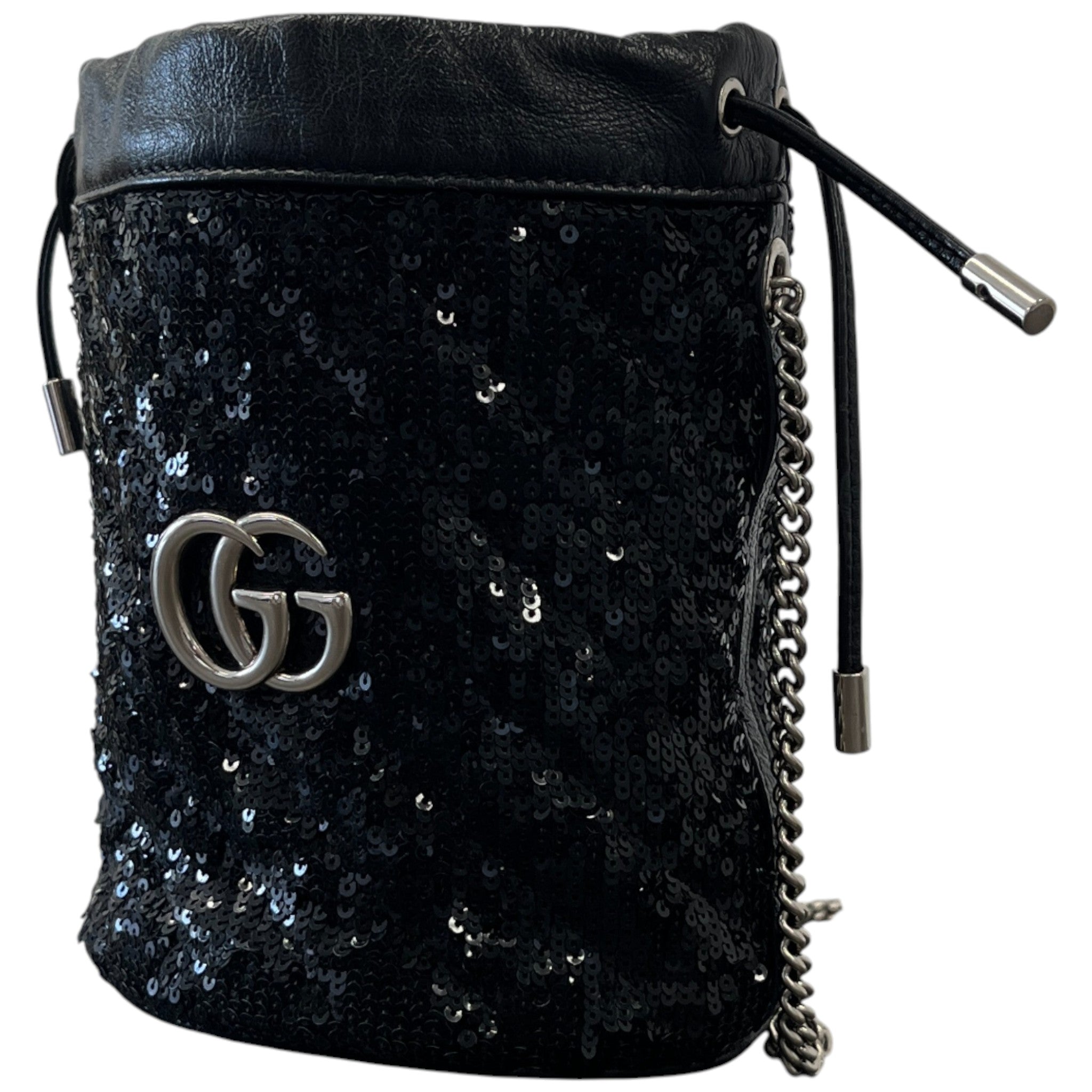 Women's Gg Marmont Sequin Bucket Bag Black