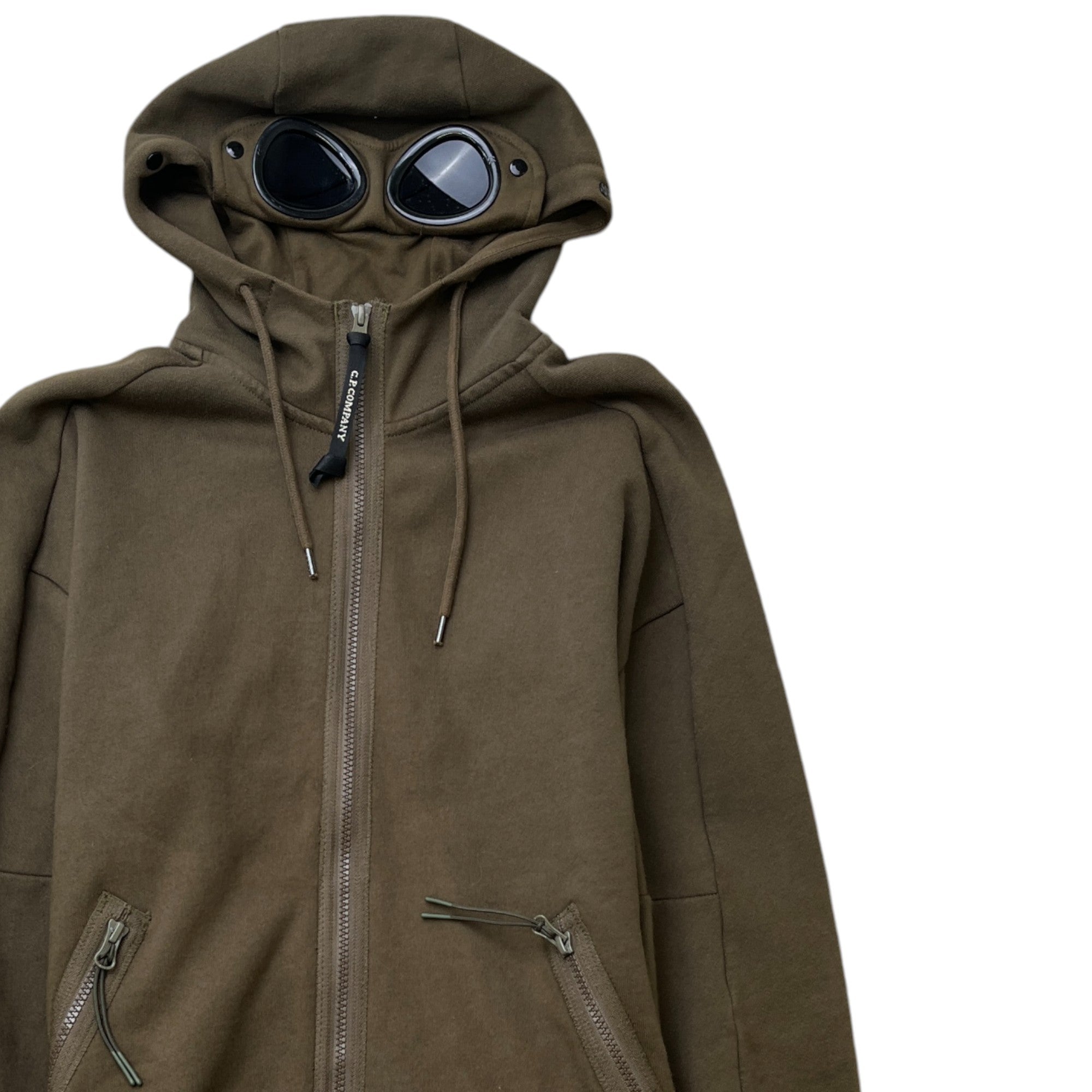 Men's Goggle Hooded Jacket Khaki Size S