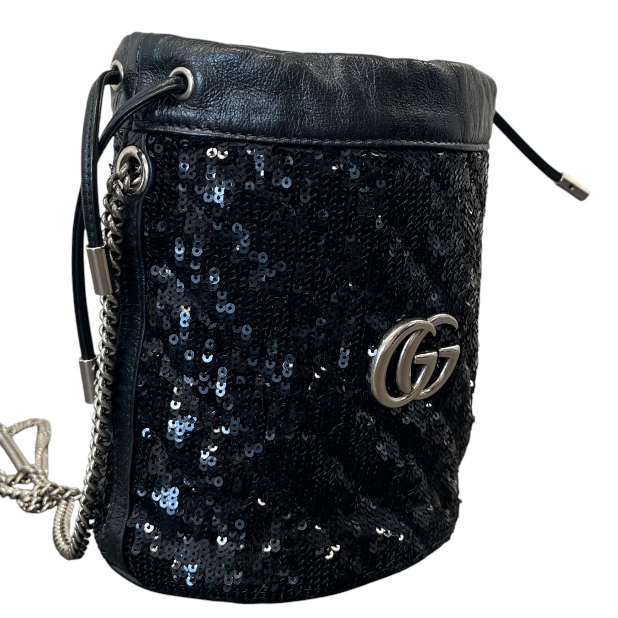 Women's Gg Marmont Sequin Bucket Bag Black