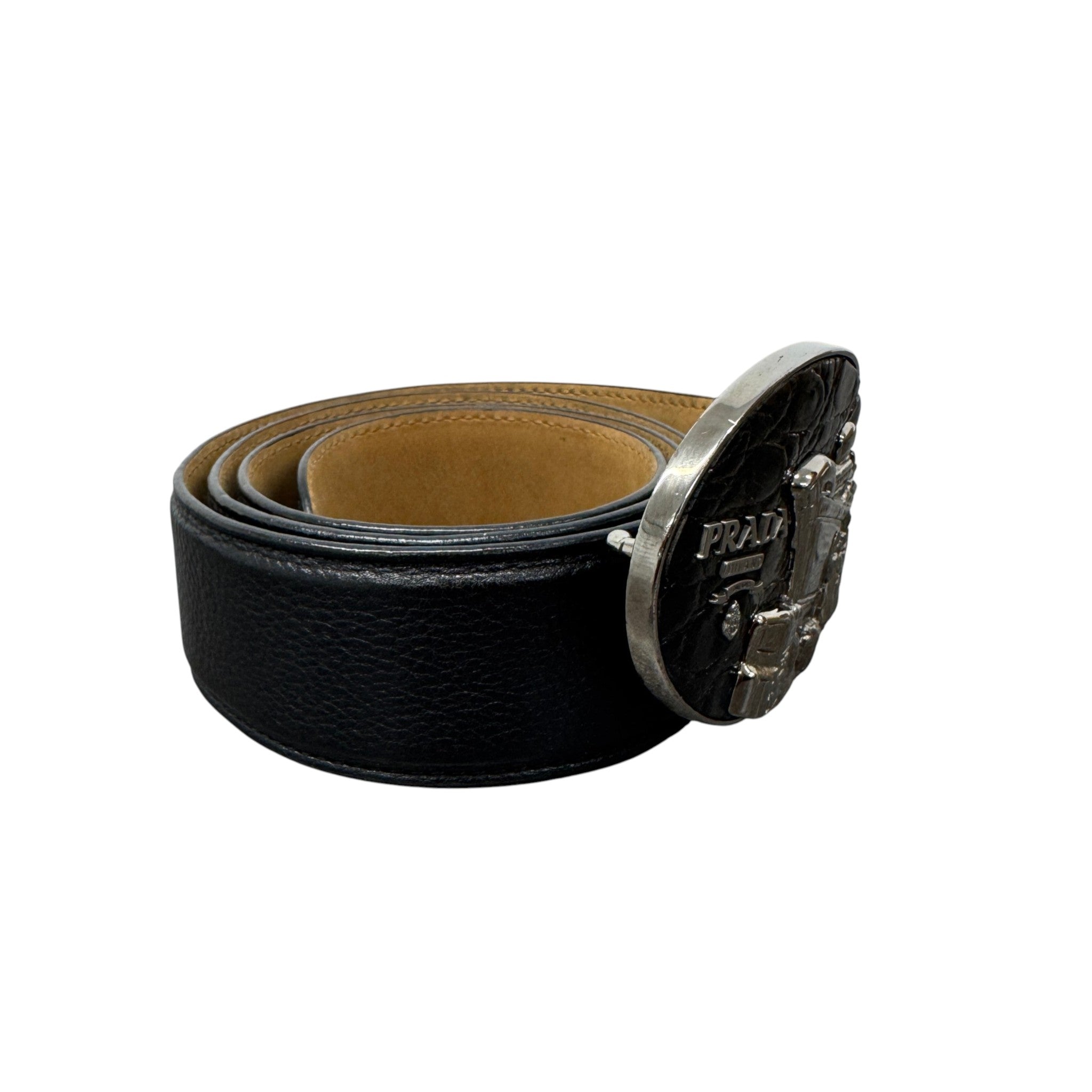 Women's Plaque Buckle Belt Black Size 95cm / UK 14
