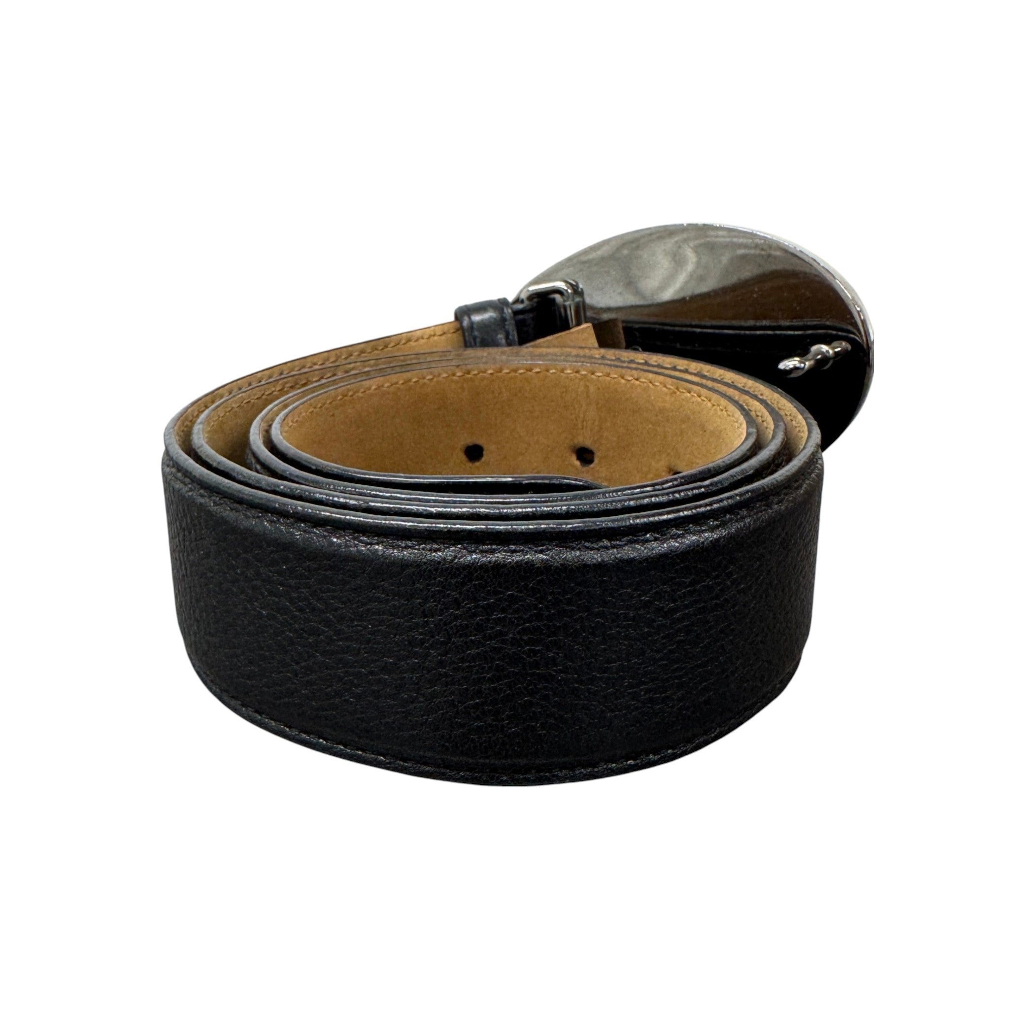 Women's Plaque Buckle Belt Black Size 95cm / UK 14