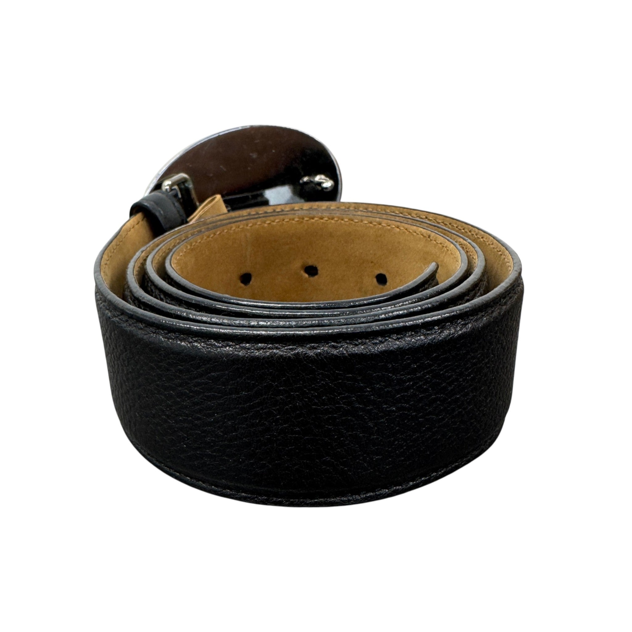 Women's Plaque Buckle Belt Black Size 95cm / UK 14
