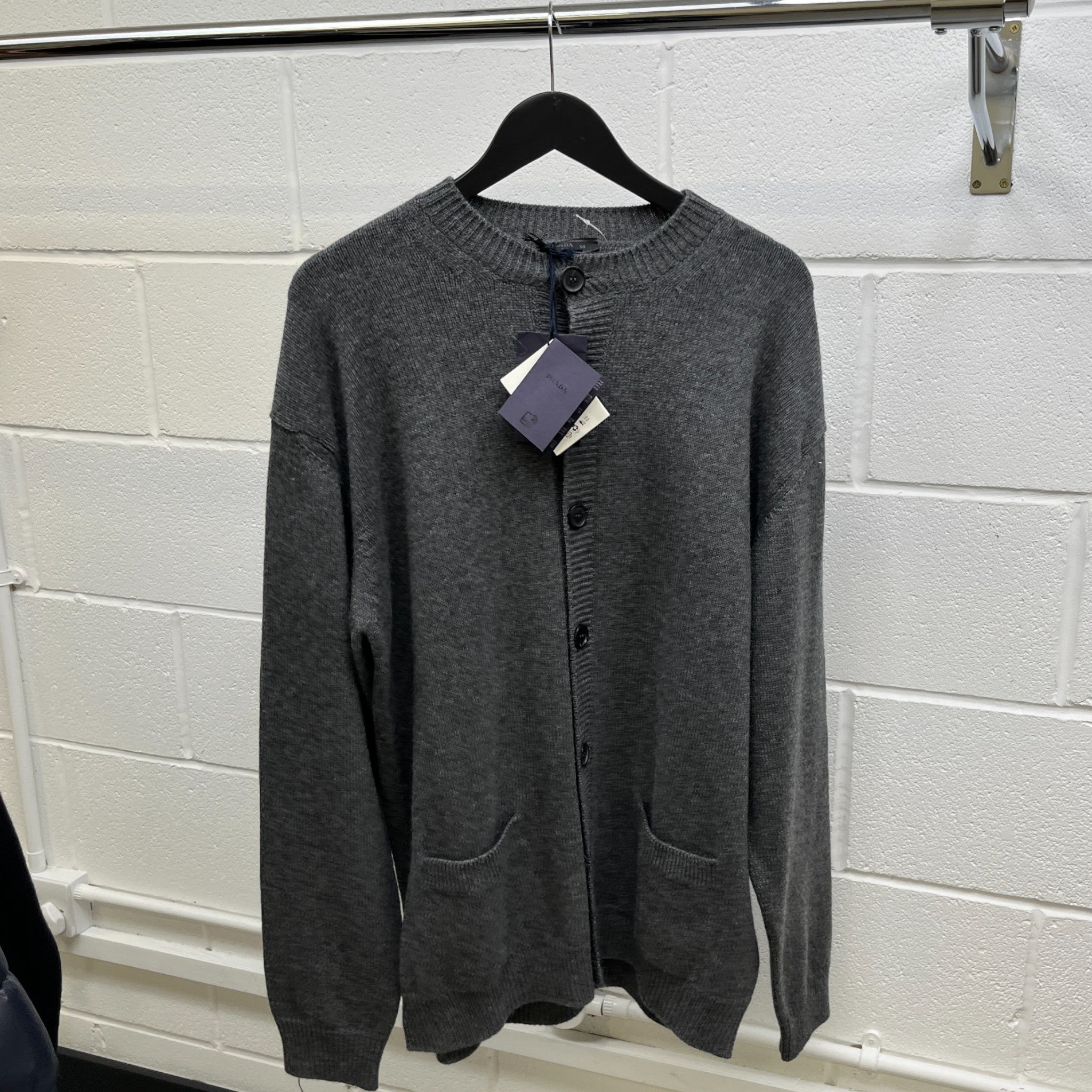 Men's Cashmere Knit Cardigan Grey Size IT 50 / UK L