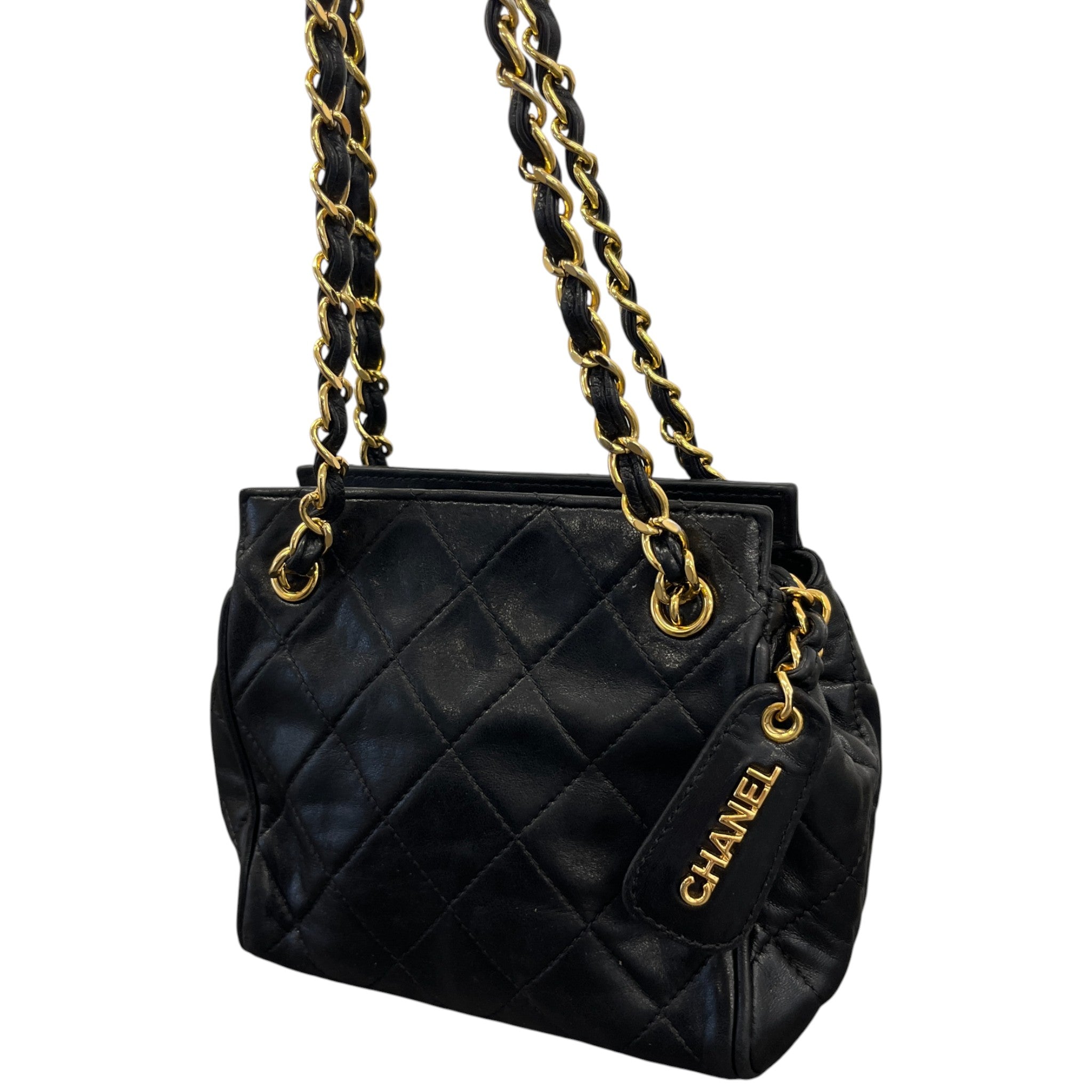 Women's Vintage Matelasse Mini Tote Handbag Black