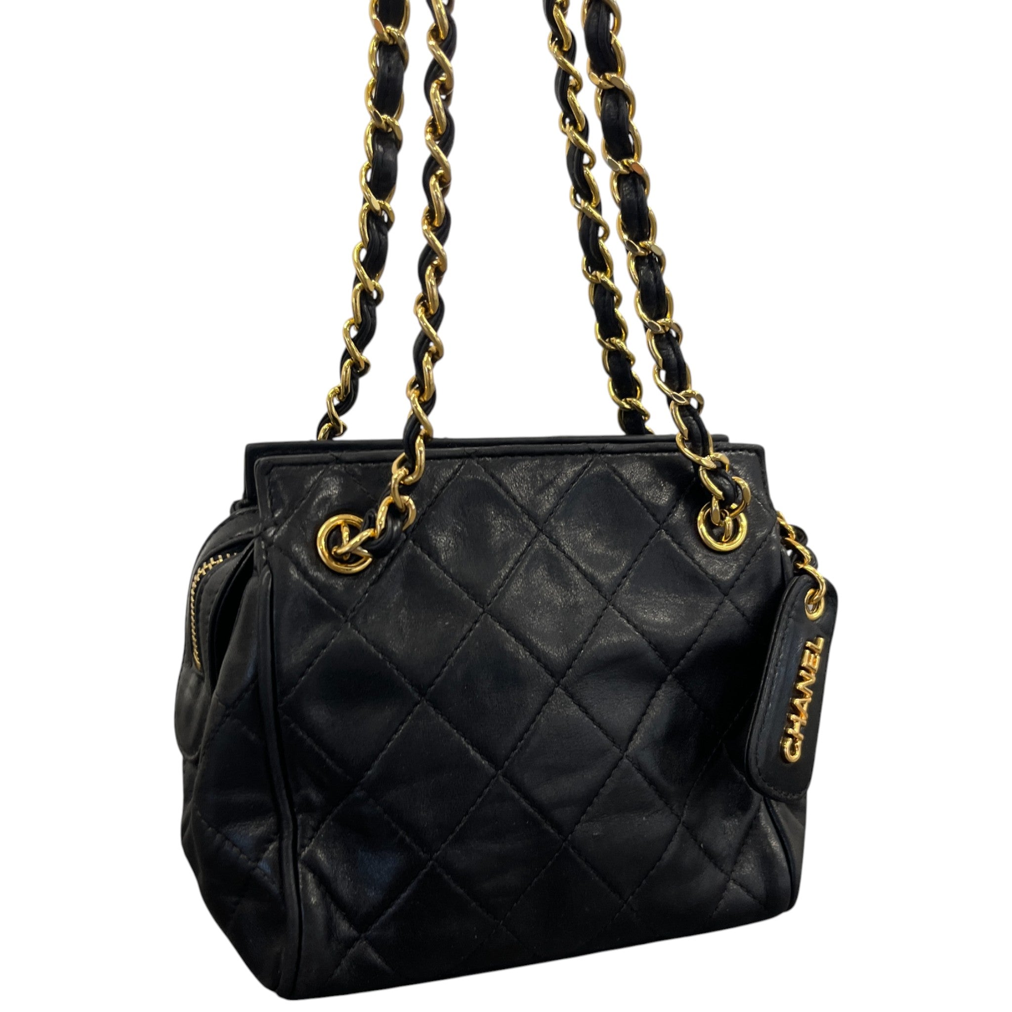 Women's Vintage Matelasse Mini Tote Handbag Black