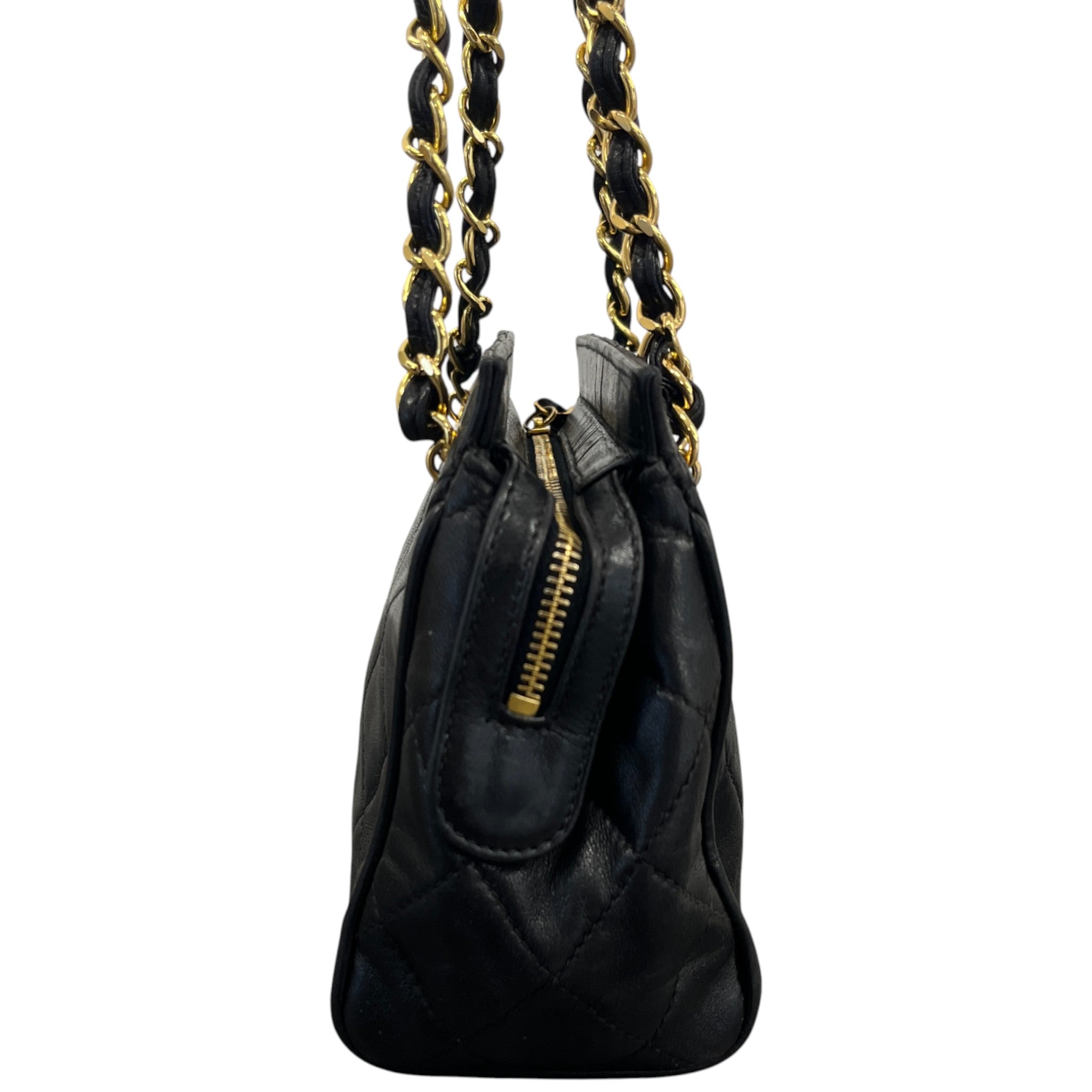 Women's Vintage Matelasse Mini Tote Handbag Black