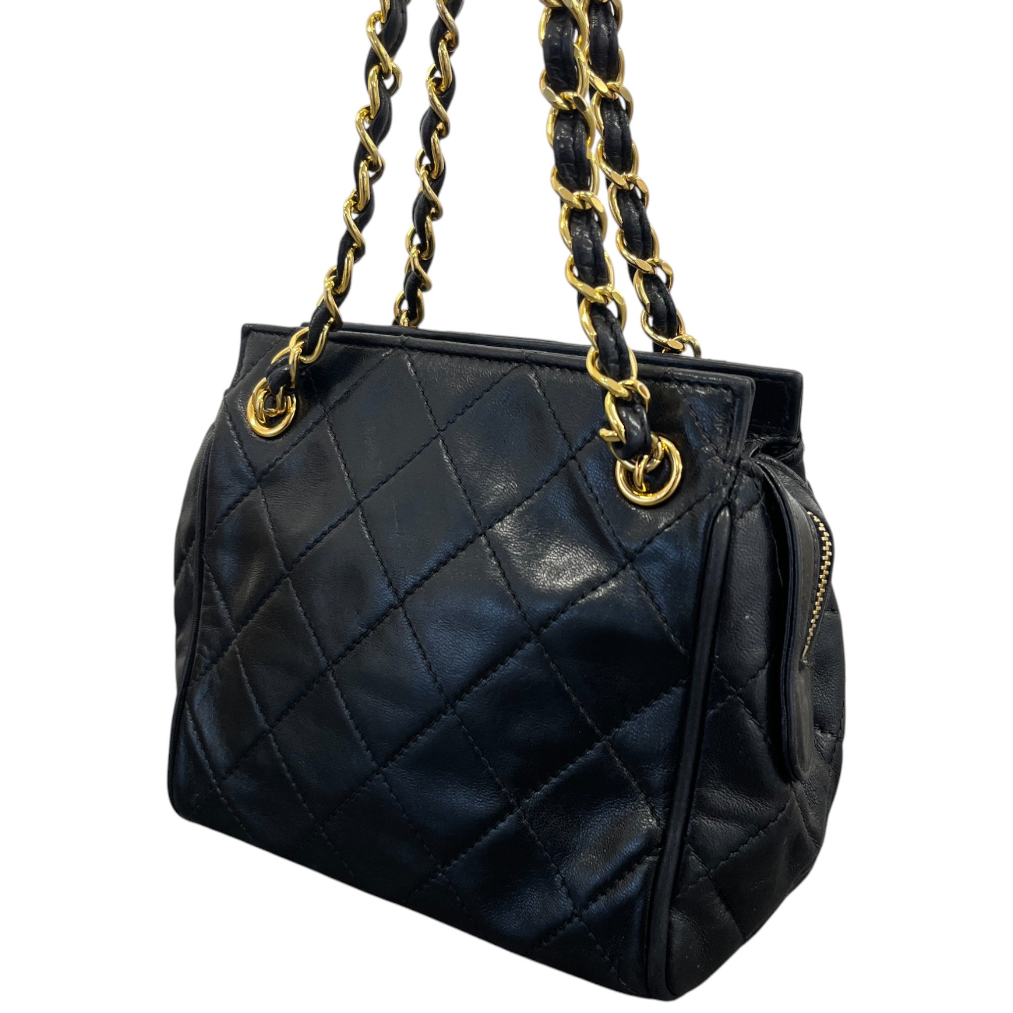 Women's Vintage Matelasse Mini Tote Handbag Black