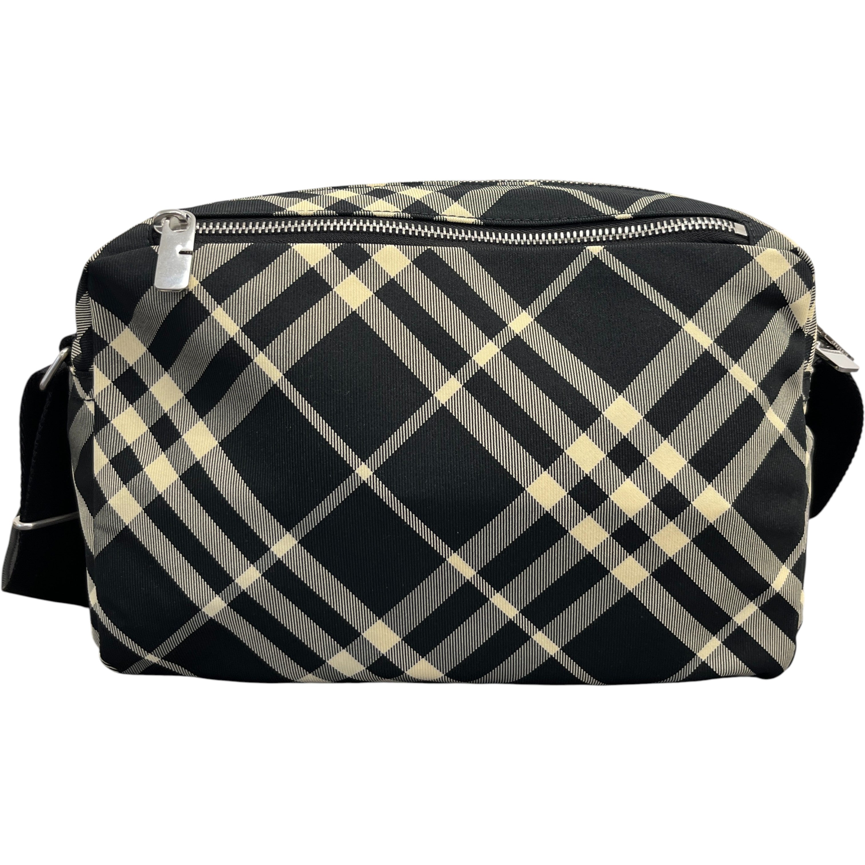 Men's Check Equestrian Logo Messenger Bag Black