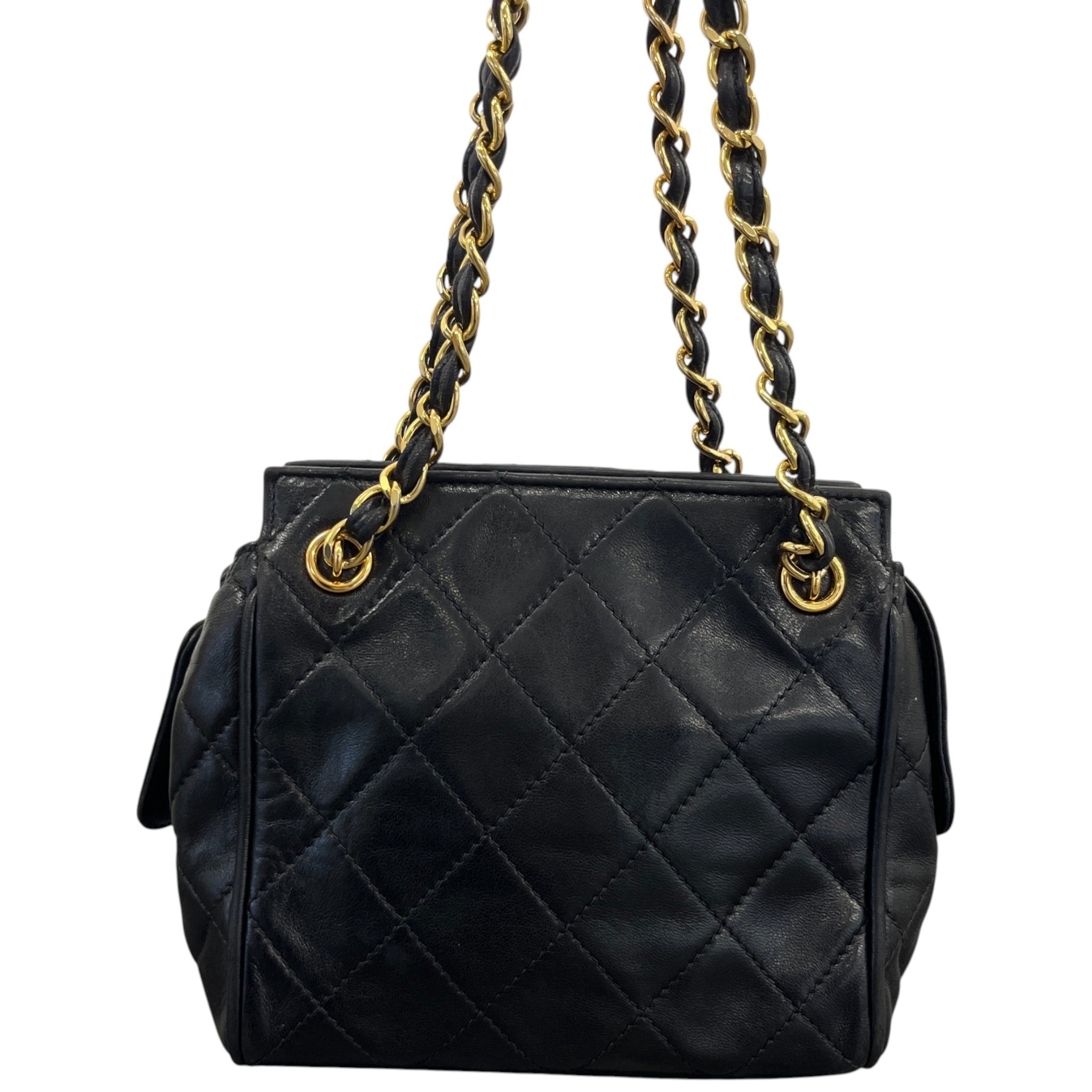 Women's Vintage Matelasse Mini Tote Handbag Black