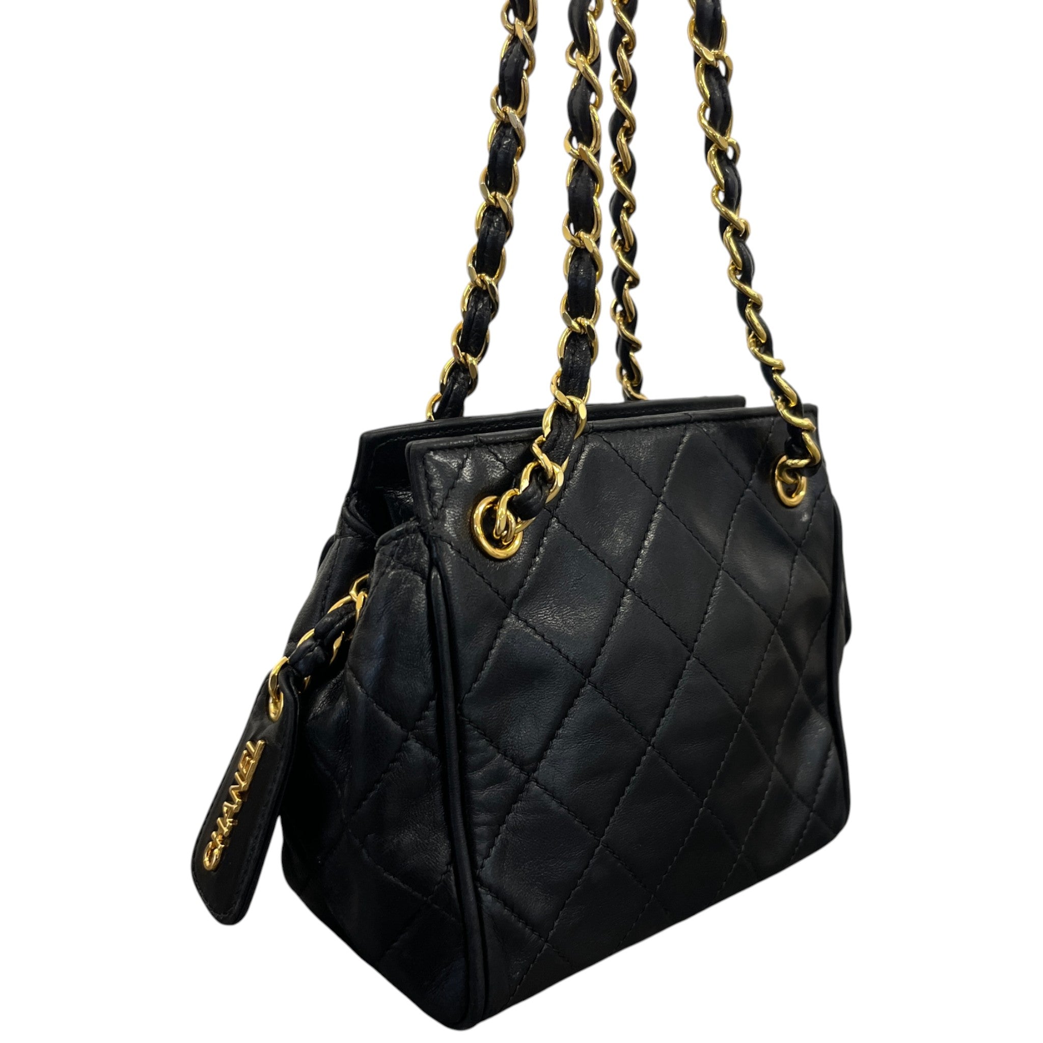 Women's Vintage Matelasse Mini Tote Handbag Black