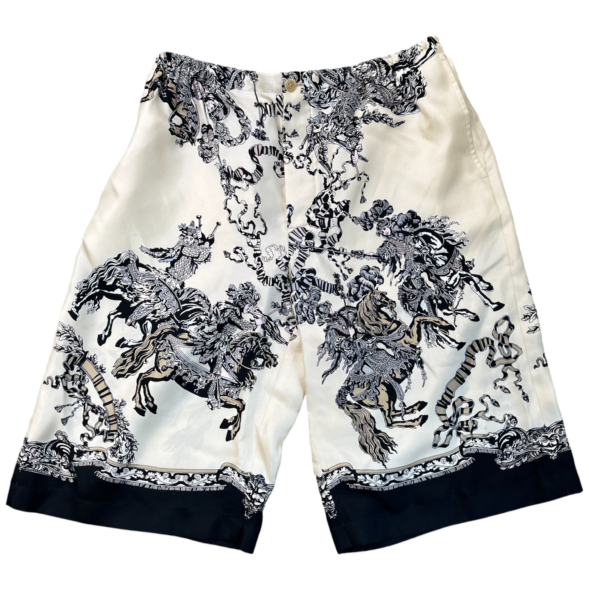 Men's Kings Horses Silk Shorts Beige Size IT 48 / UK 32